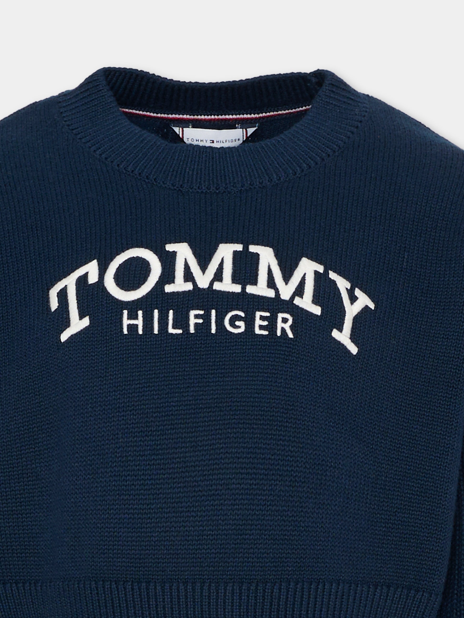 Maglione blu per bambina con logo,Tommy Hilfiger Junior,KG0KG08921 C1G