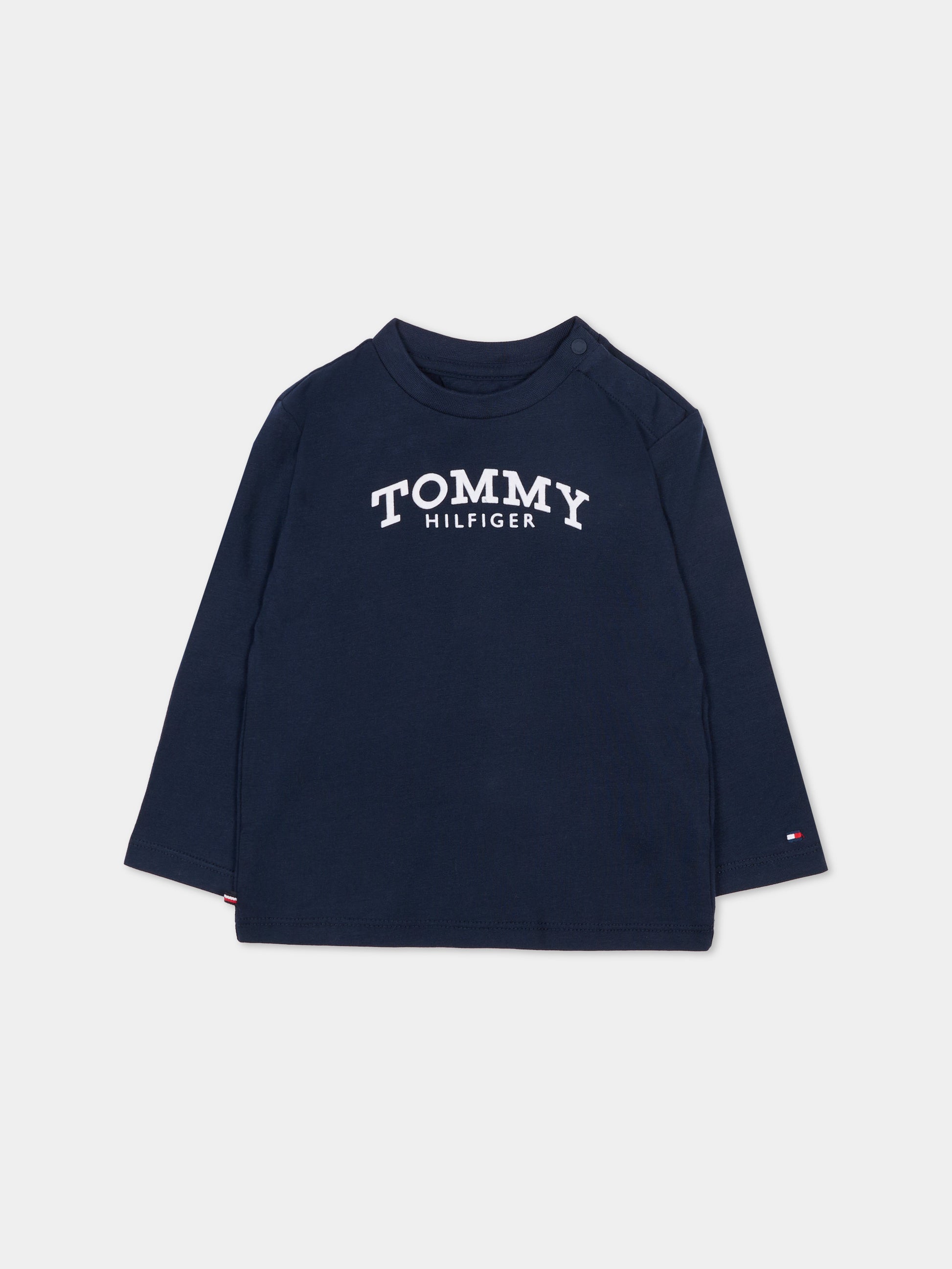 T-Shirt a manica lunga blu per neonati logo,Tommy Hilfiger Junior,KN0KN02147 C1G