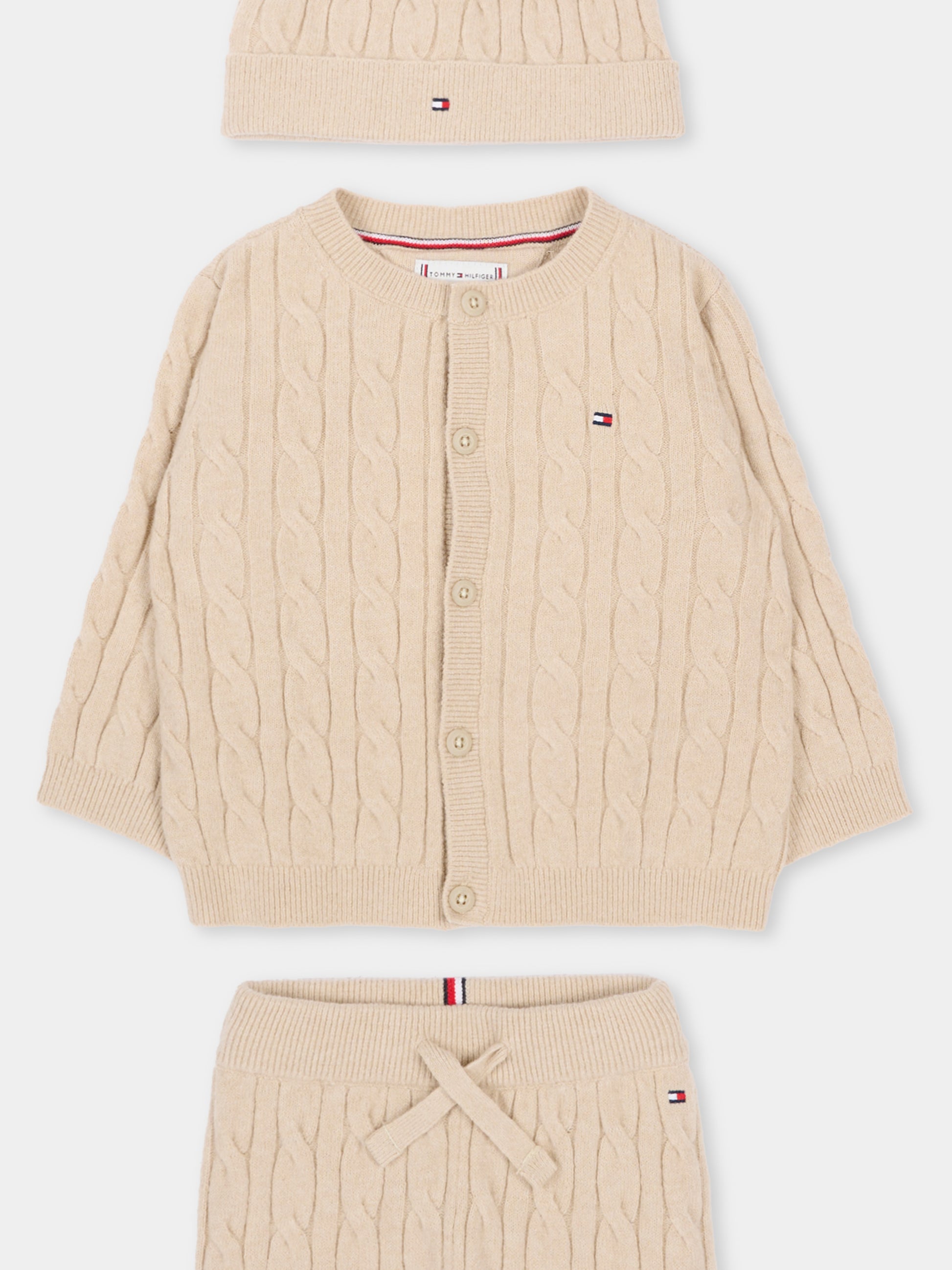Completo nascita beige per neonati con Tommy flag,Tommy Hilfiger Junior,KN0KN02160 ABY