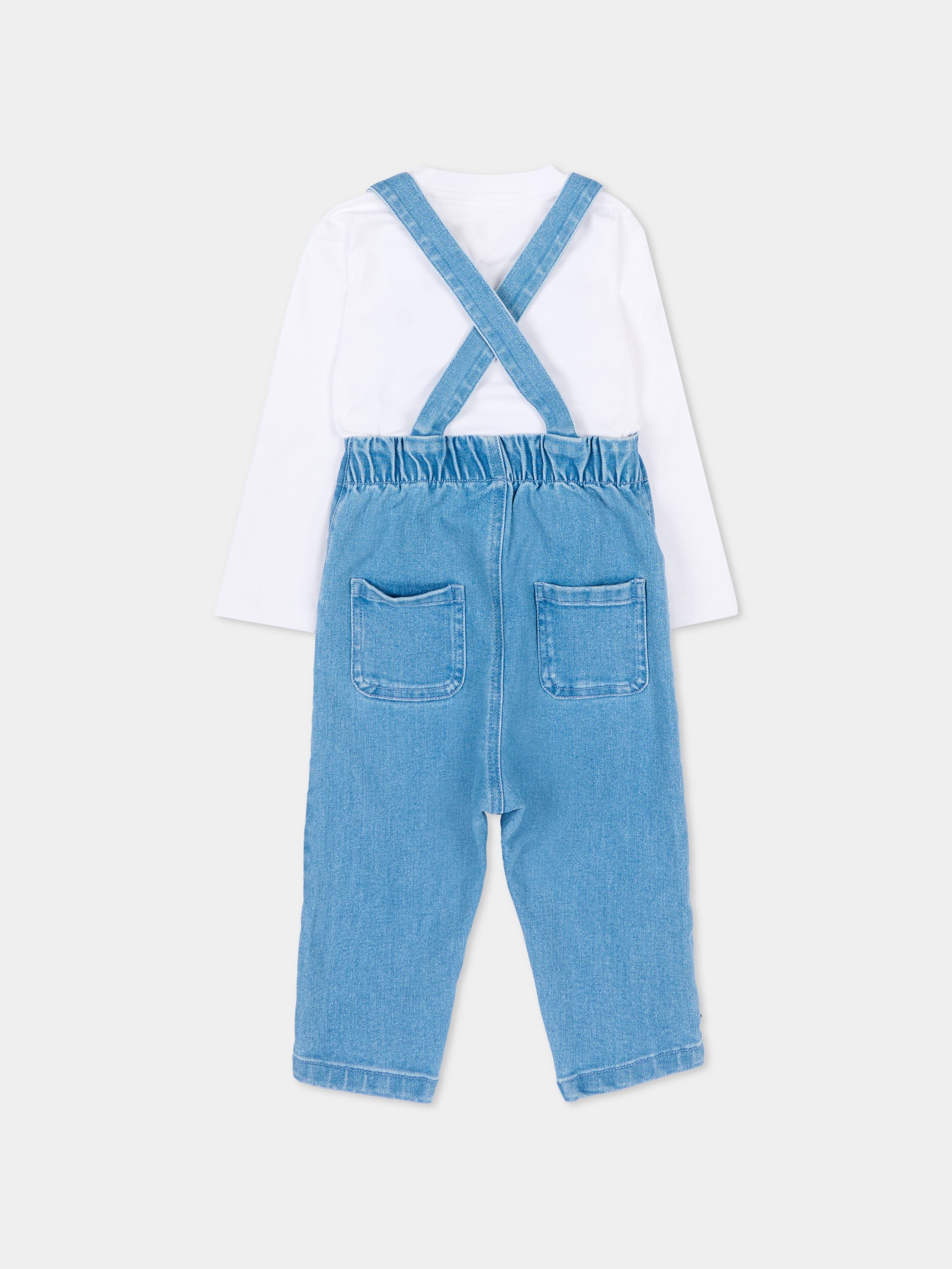Salopette in denim per neonato con bandiera,Tommy Hilfiger Junior,KN0KN02199 1A4