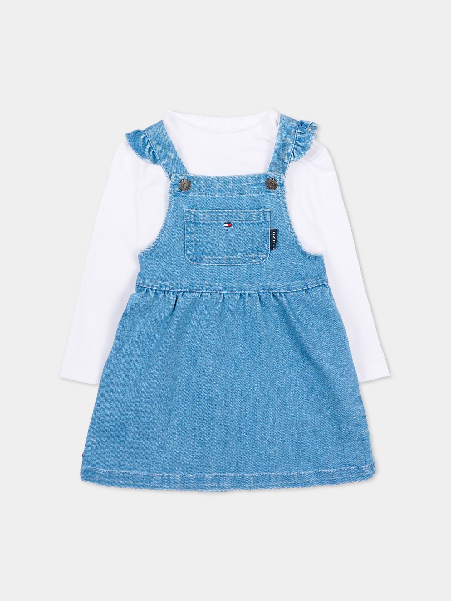 Salopette denim per neonata con T-shirt,Tommy Hilfiger Junior,KN0KN02200 1A4