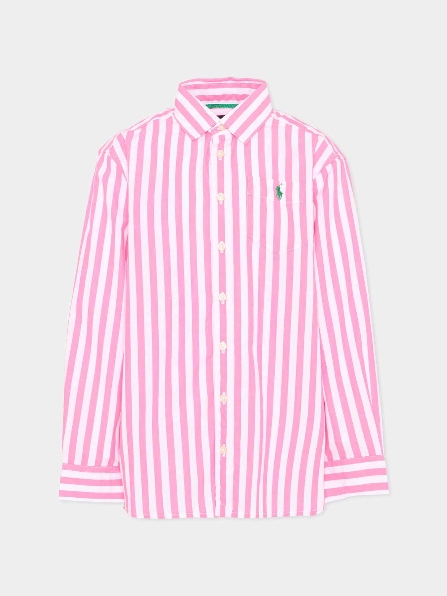 Camicia rosa a righe per bambina con Polo Pony,Ralph Lauren Kids,A95902001