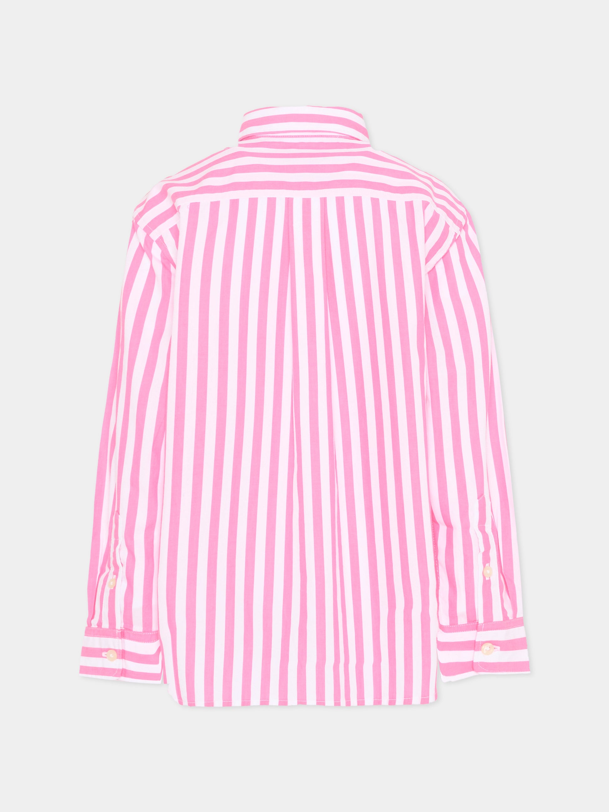 Camicia rosa a righe per bambina con Polo Pony,Ralph Lauren Kids,A95902001