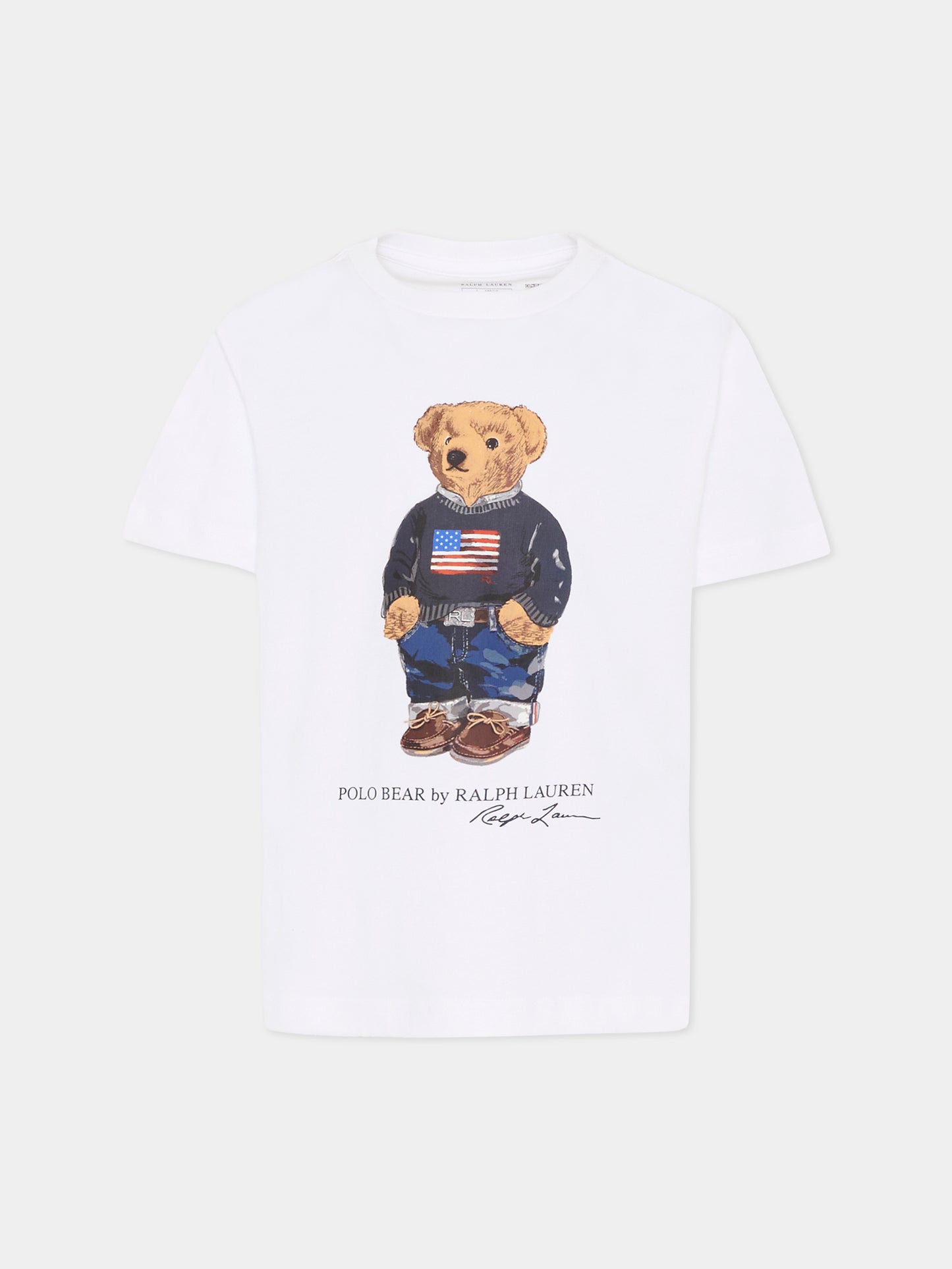 T-shirt bianca per bambino con Polo Bear,Ralph Lauren Kids,P00508001