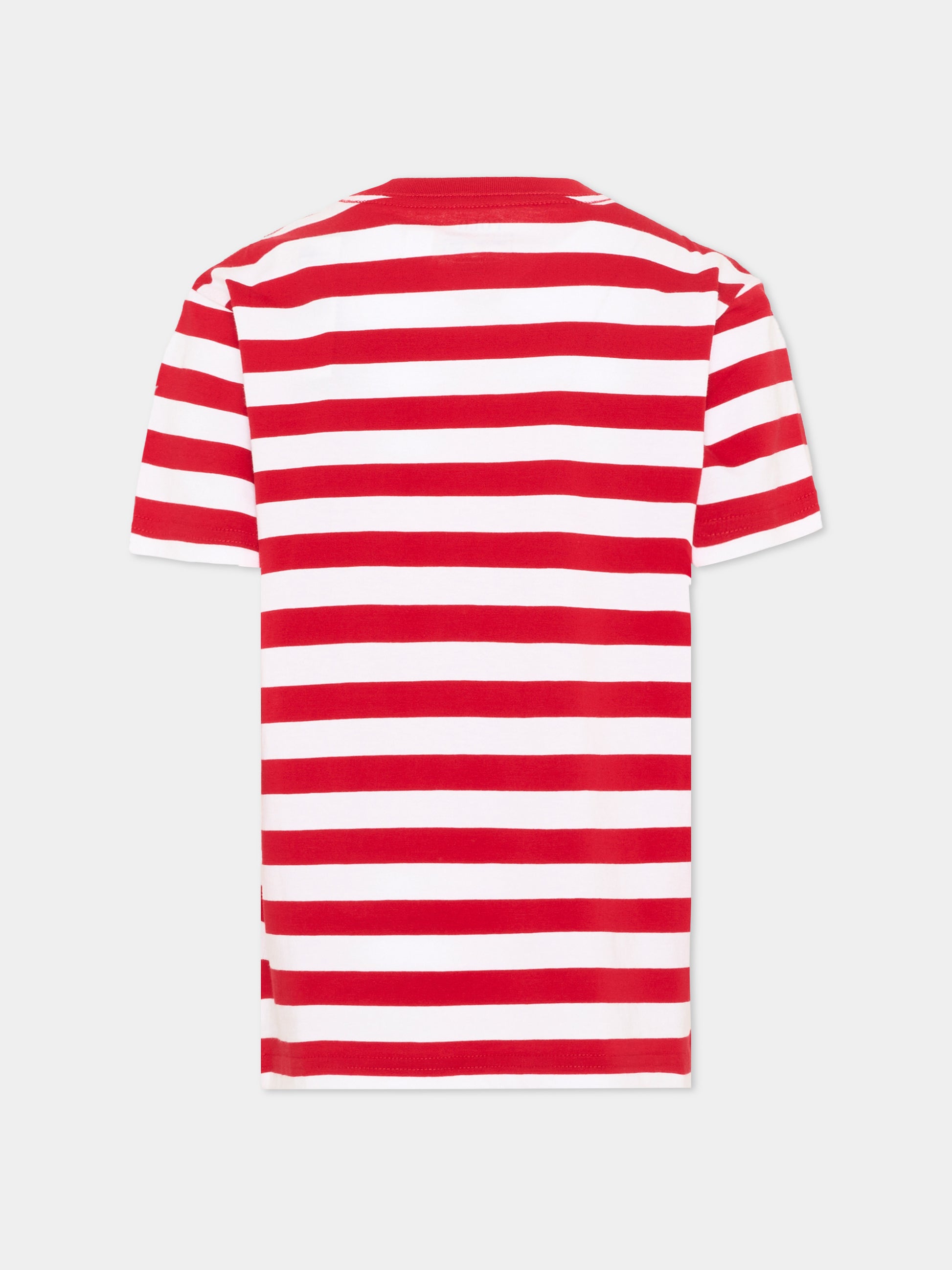 T-shirt rossa per bambini a righe con Polo Pony,Ralph Lauren Kids,A95726003