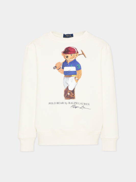 Felpa avorio Polo Bear per bambino,Ralph Lauren Kids,A96604001
