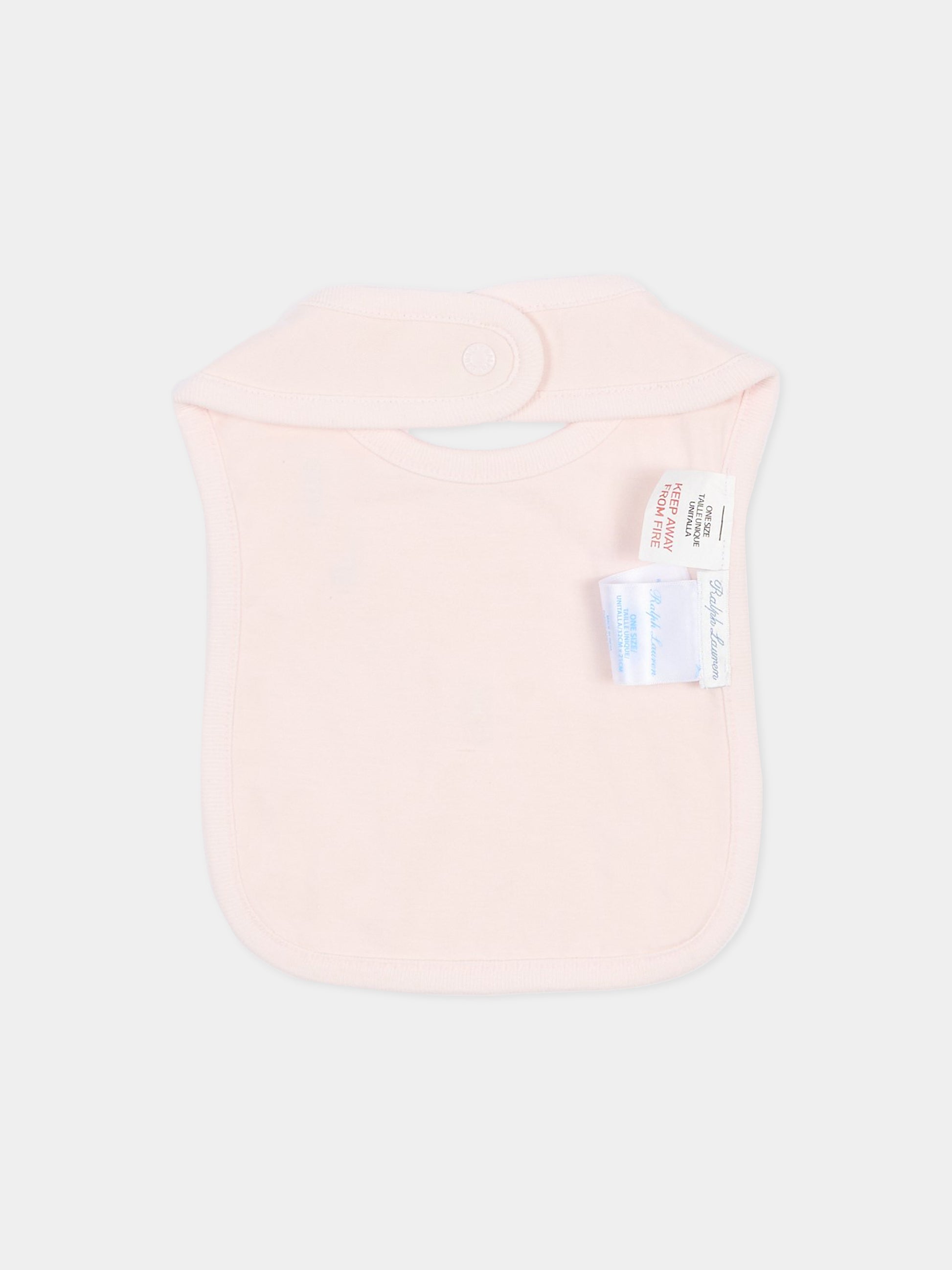 Bavaglino rosa per neonata con iconici cavallini,Ralph Lauren Kids,876689001