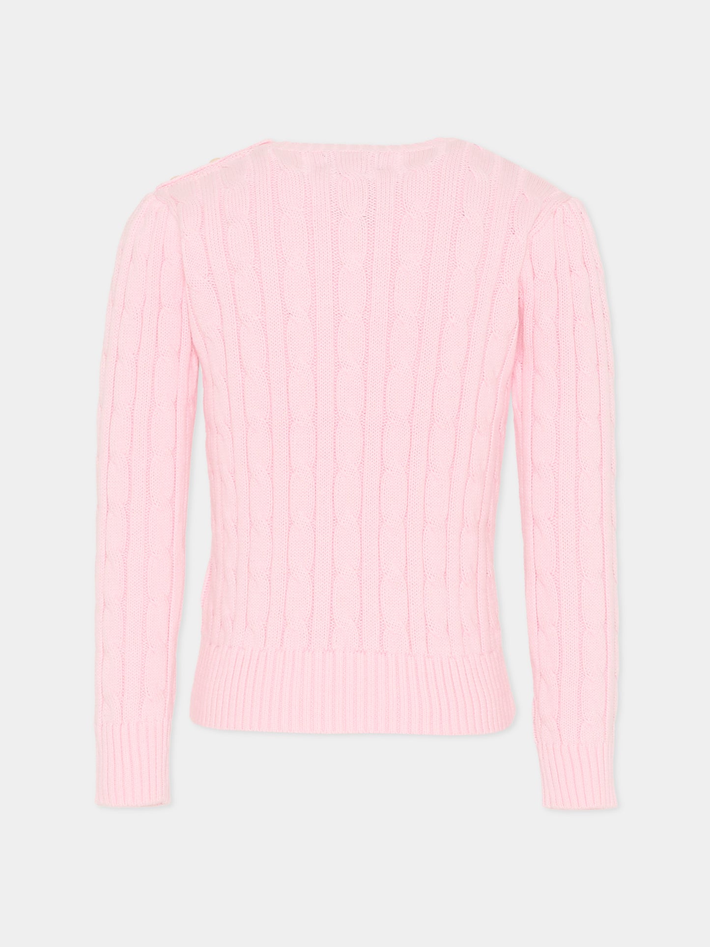 Maglione rosa per bambina con cavallino,Ralph Lauren Kids,901316010