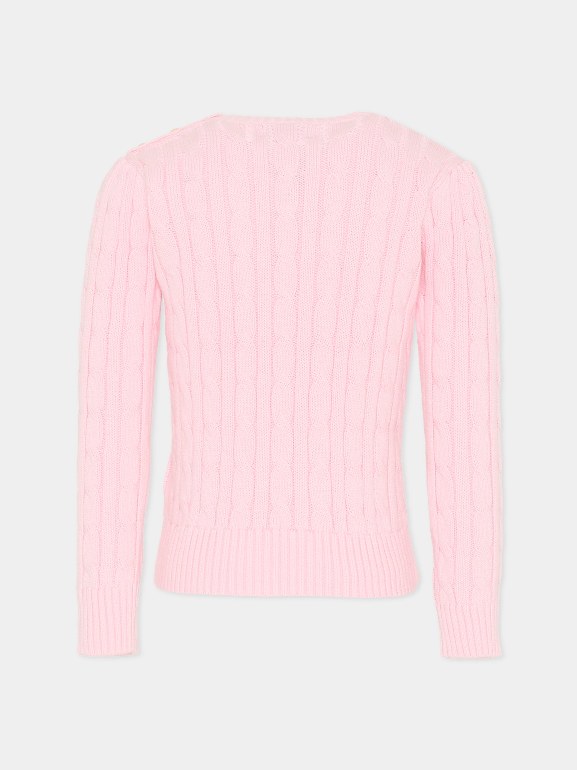 Maglione rosa per bambina con cavallino,Ralph Lauren Kids,901316010
