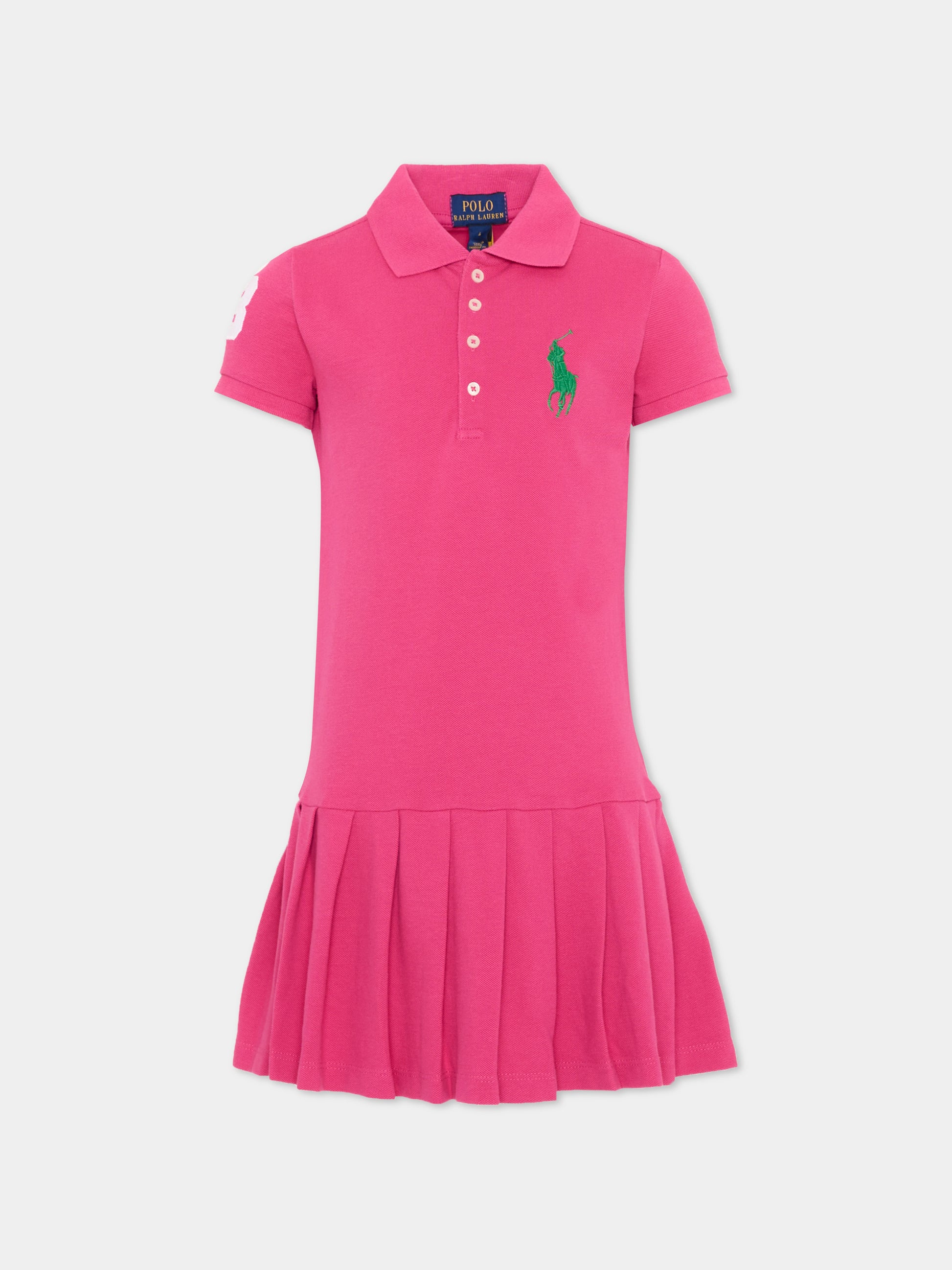 Vestito fucsia polo per bambina con Polo Pony,Ralph Lauren Kids,A95975001