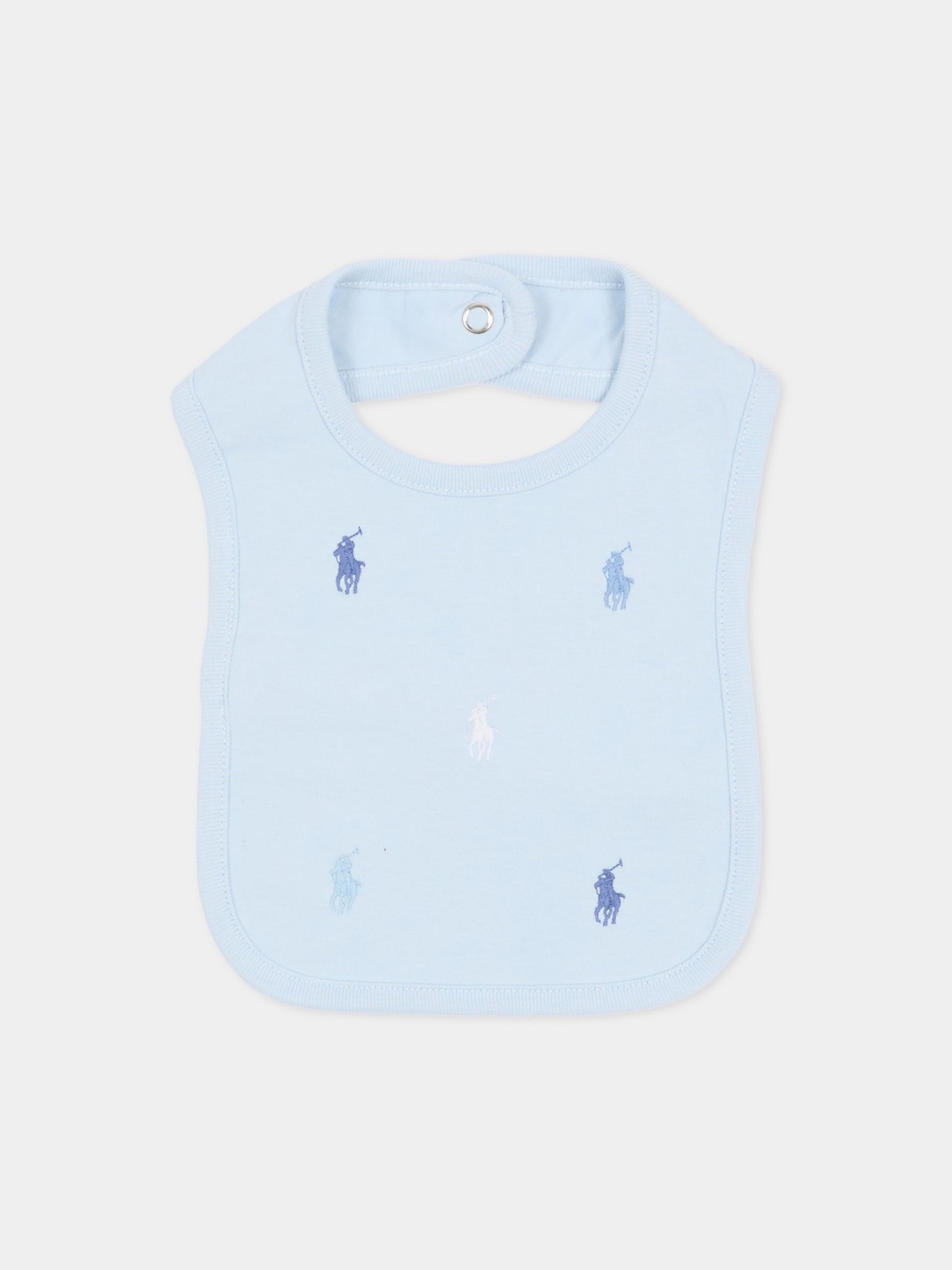 Bavaglino celeste per neonato con iconici cavallini,Ralph Lauren Kids,876689002