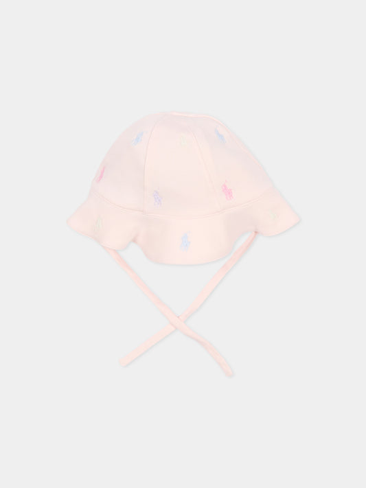 Cloche rosa per neonata con iconico cavallino,Ralph Lauren Kids,876688001