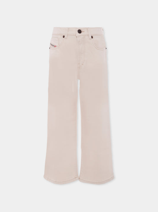 Jeans avorio per bambina con logo,Diesel,J00818 KXBDB K101