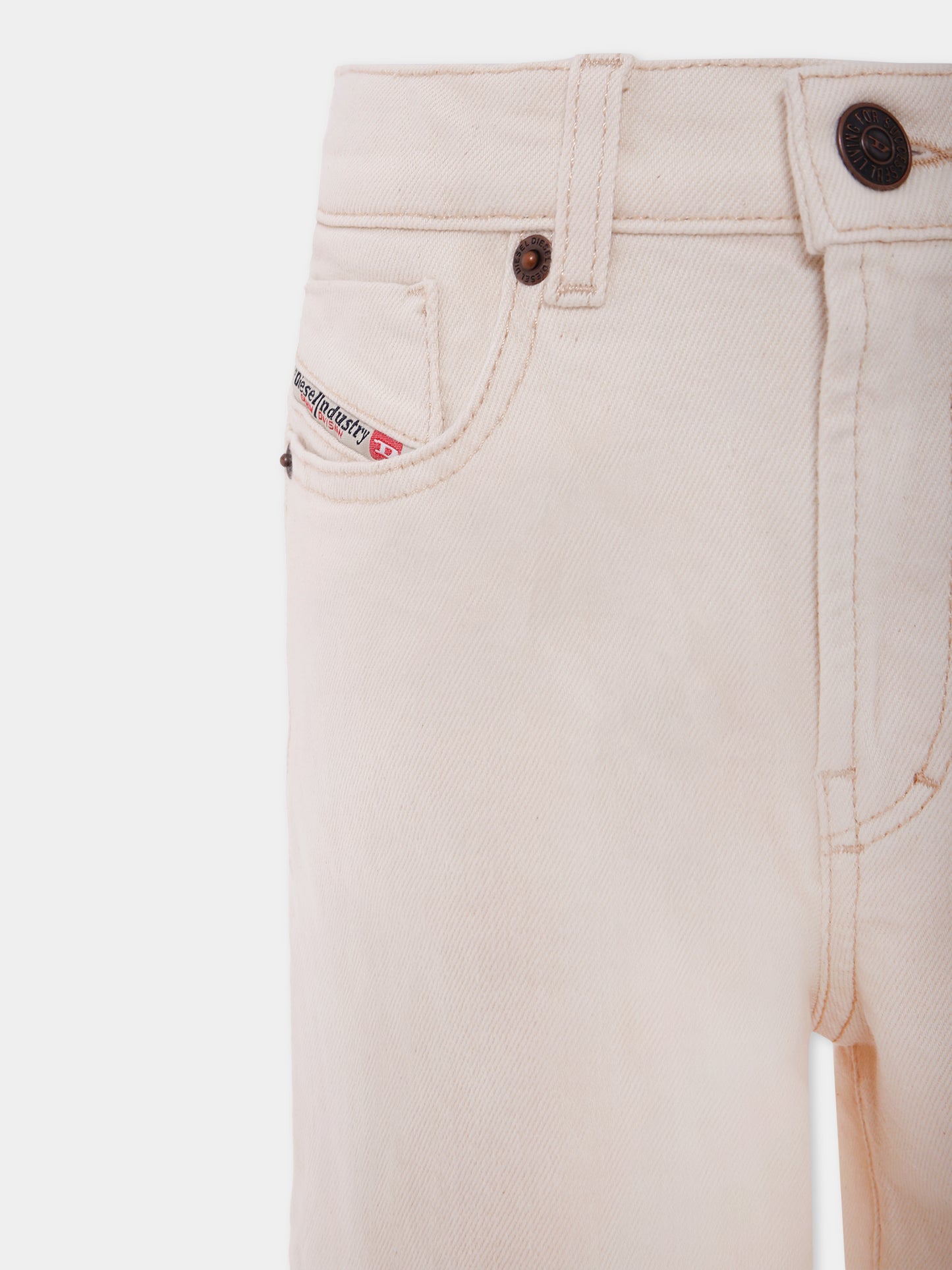 Jeans avorio per bambina con logo,Diesel,J00818 KXBDB K101