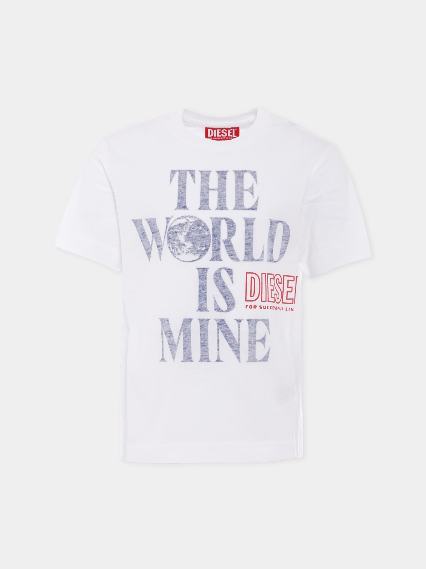 T-shirt bianco per bambino con logo e scritta,Diesel,J01998 0CATM K100