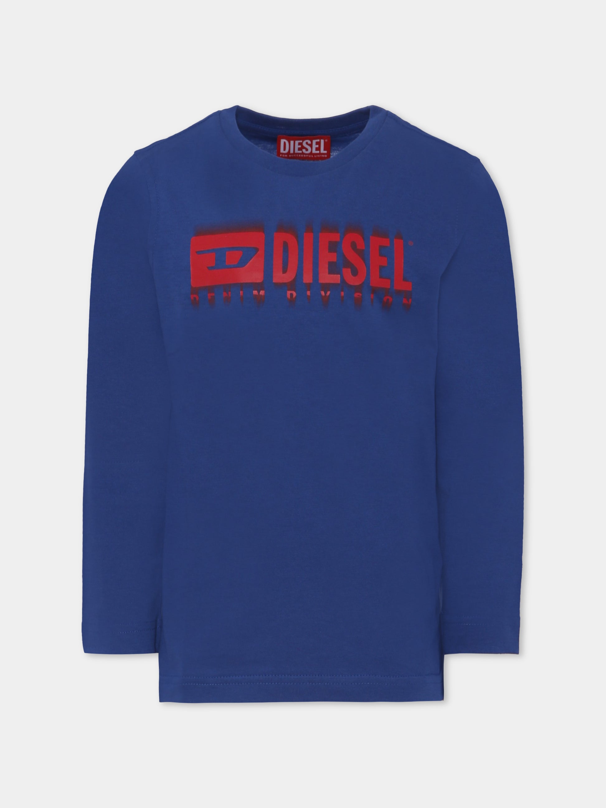 T-shirt blu per bambino con logo,Diesel,J02032 00YI9 K843