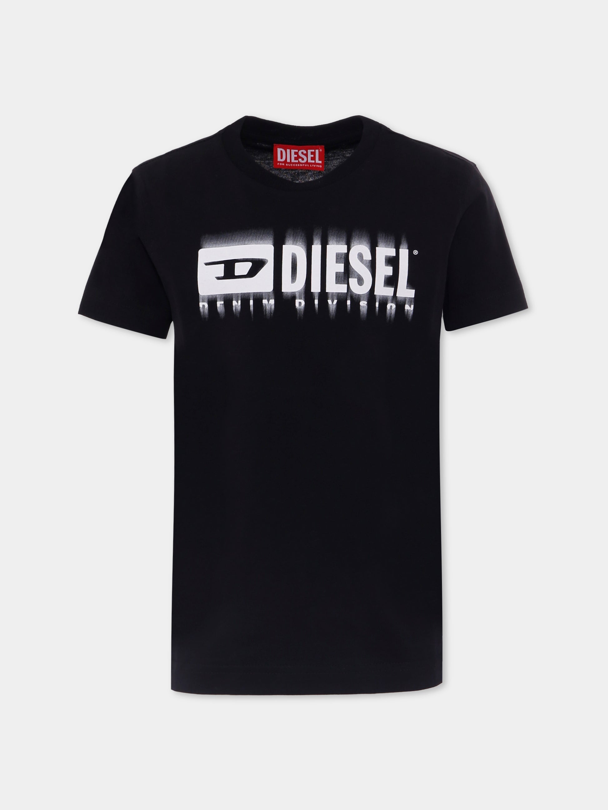 T-shirt nero per bambino con logo,Diesel,J02033 00YI9 K900