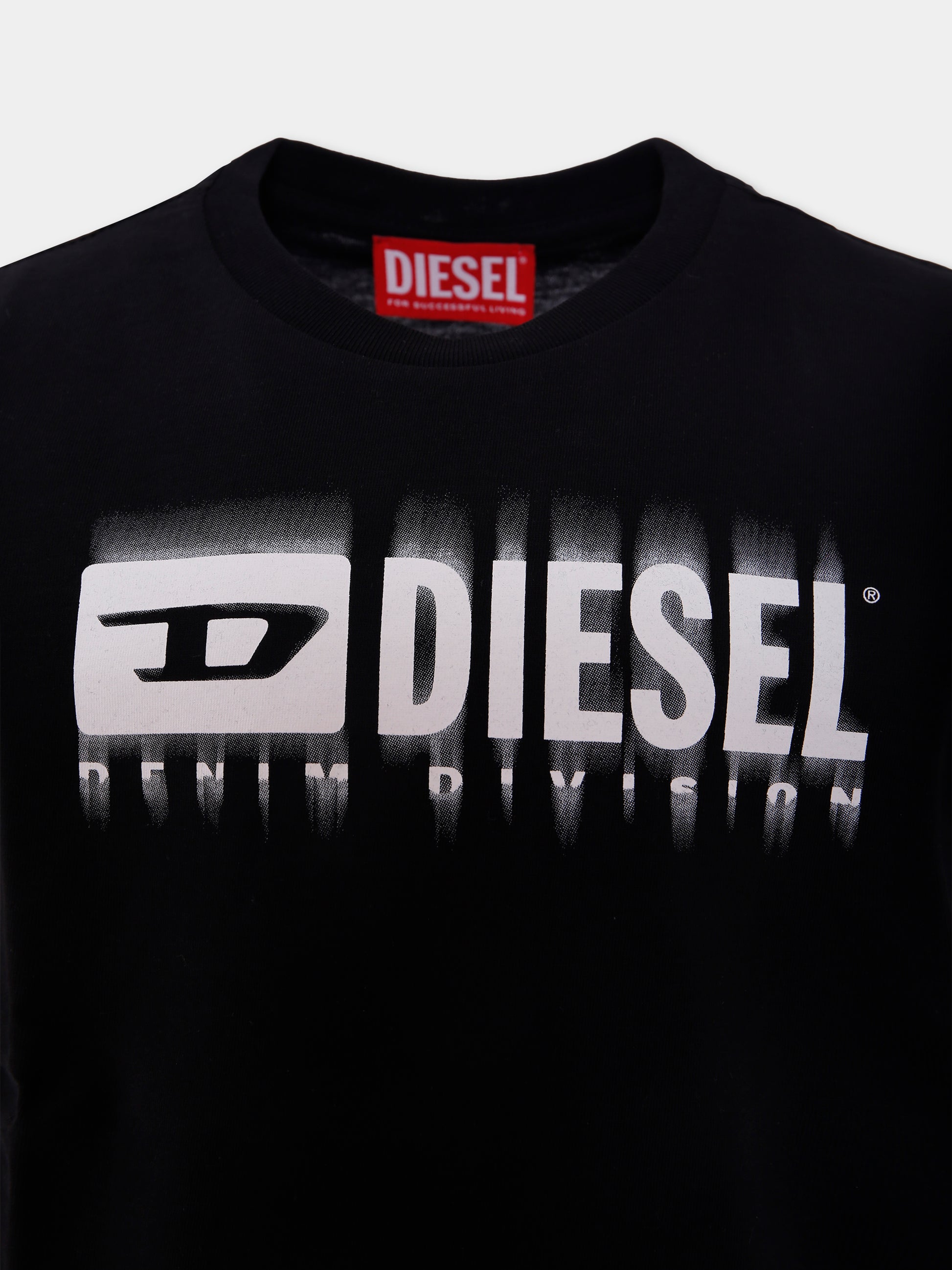 T-shirt nero per bambino con logo,Diesel,J02033 00YI9 K900