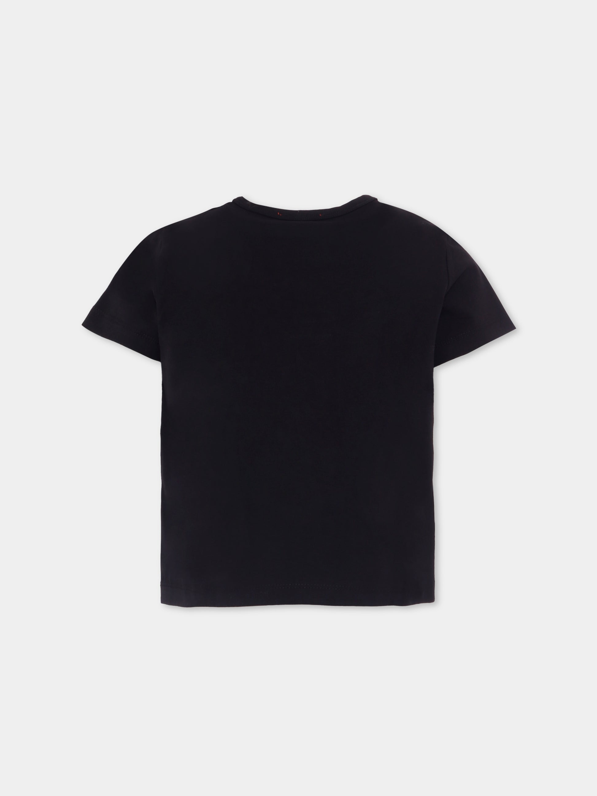 T-shirt nera per bambina con logo,Diesel,J02036 0AFAA K900