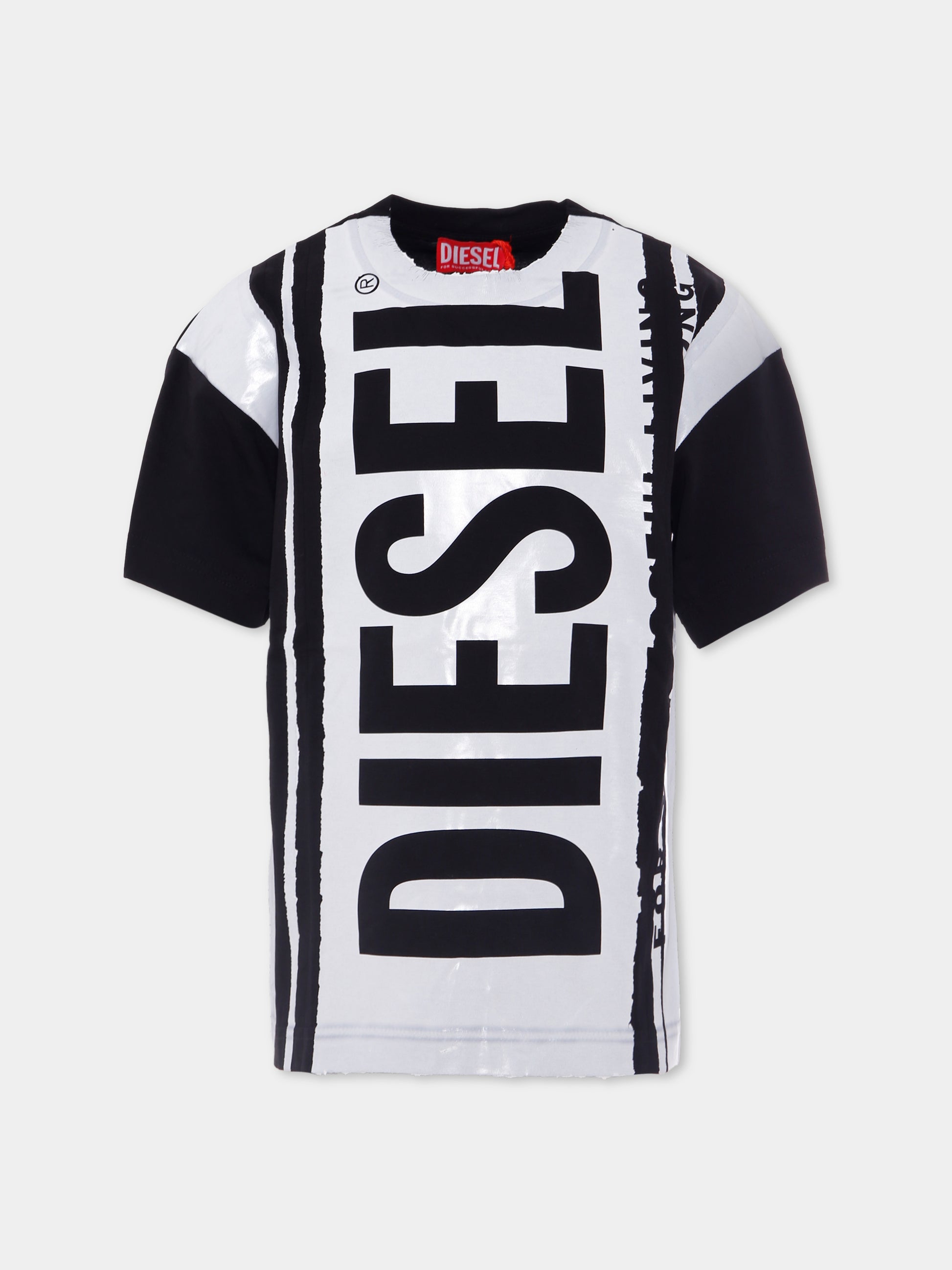 T-shirt nero per bambino con logo,Diesel,J02074 00YI9 K900