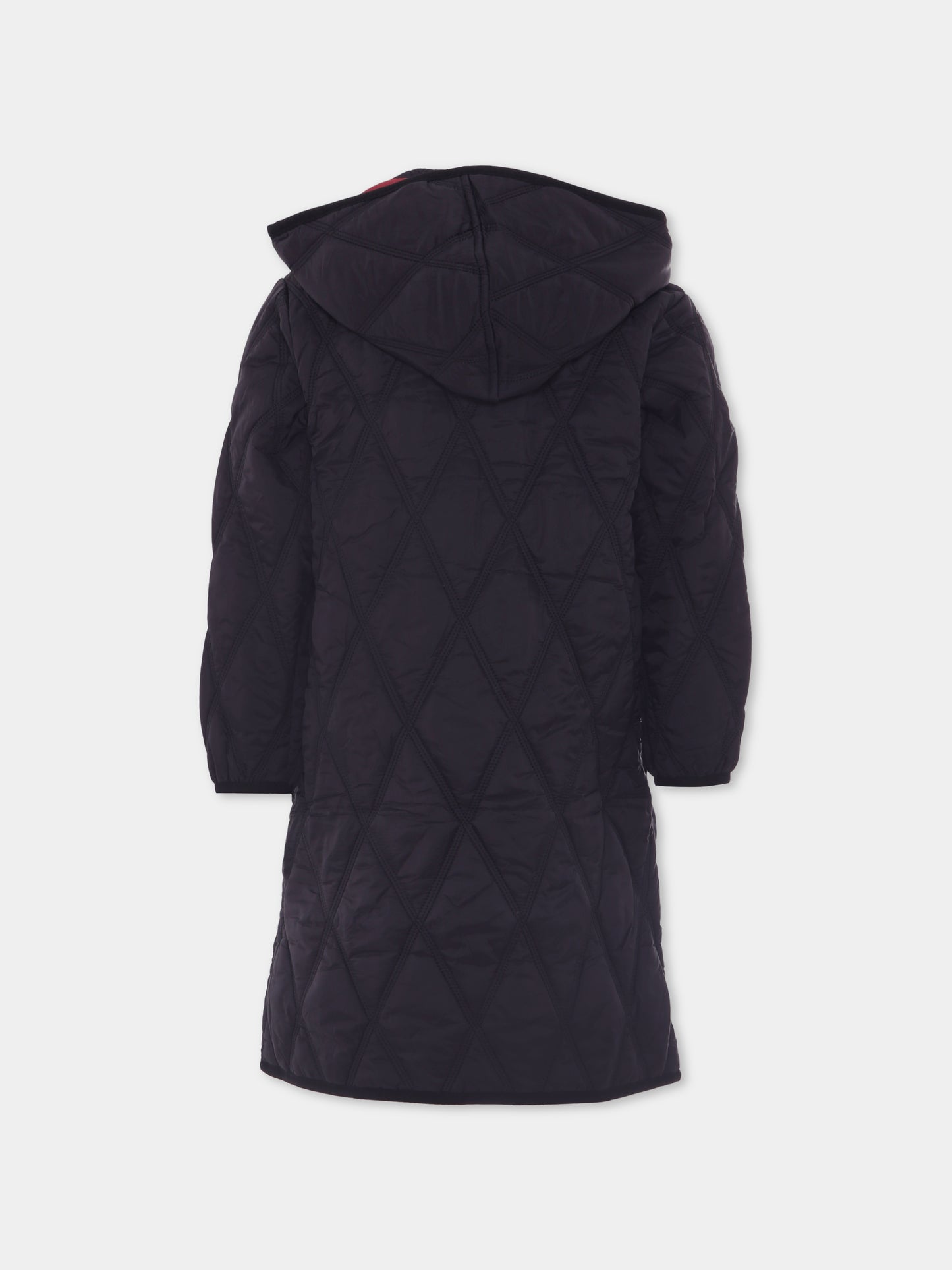 Piumino nero per bambina con logo,Diesel,J02087 KXBM0 K900