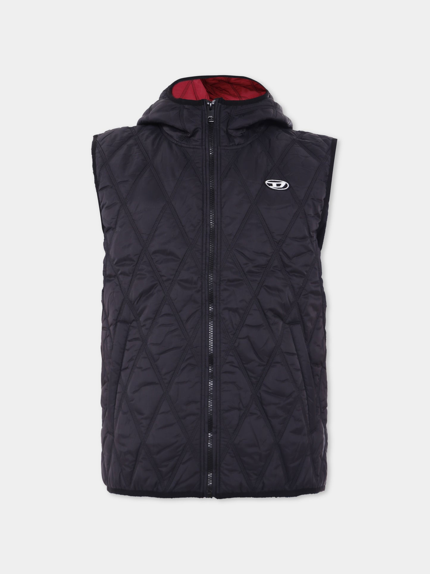 Gilet nero per bambini con logo,Diesel,J02088 KXBM0 K900