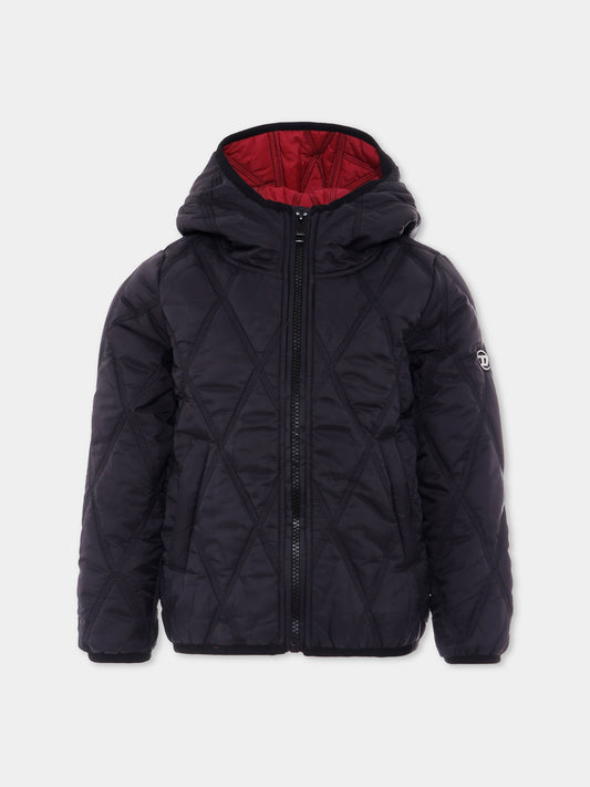 Piumino nero per bambino con logo,Diesel,J02089 KXBM0 K900