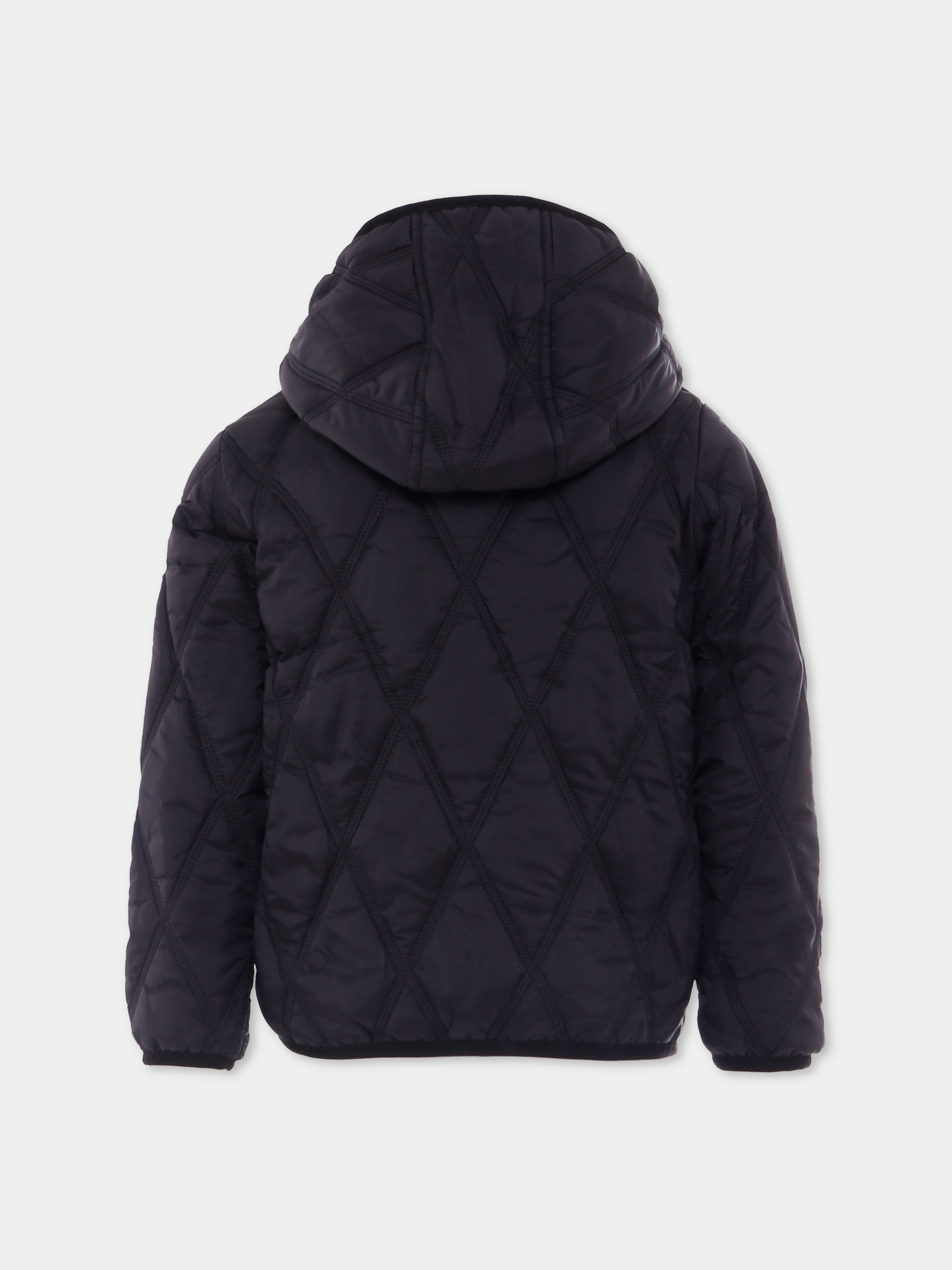 Piumino nero per bambino con logo,Diesel,J02089 KXBM0 K900