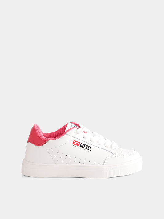 Sneakers bianche per bambina con logo,Diesel,BC0562 P6325 HA441
