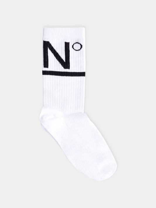 Calze bianche per bambini con logo,N°21 Kids,N21812 N0196 0N100