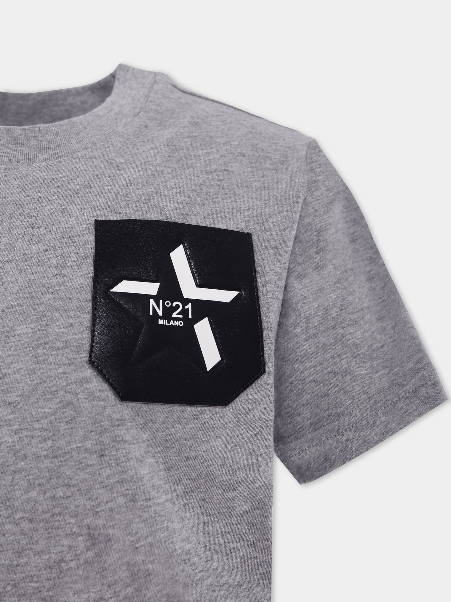 T-shirt grigia per bambino con logo,N°21 Kids,N21945 N0379 0N923