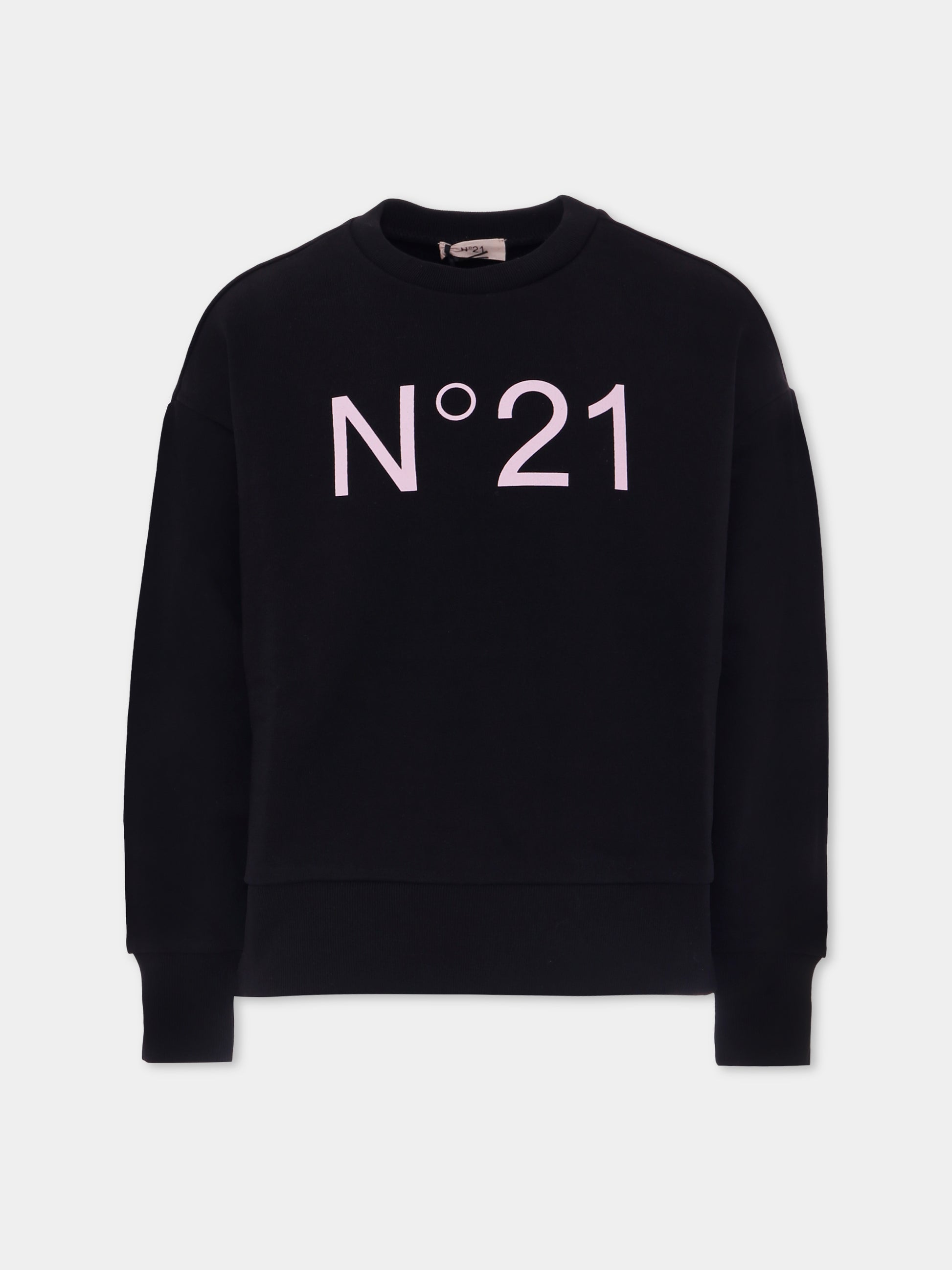Felpa nera per bambina con logo,N°21 Kids,N21A23 N0154 0N900