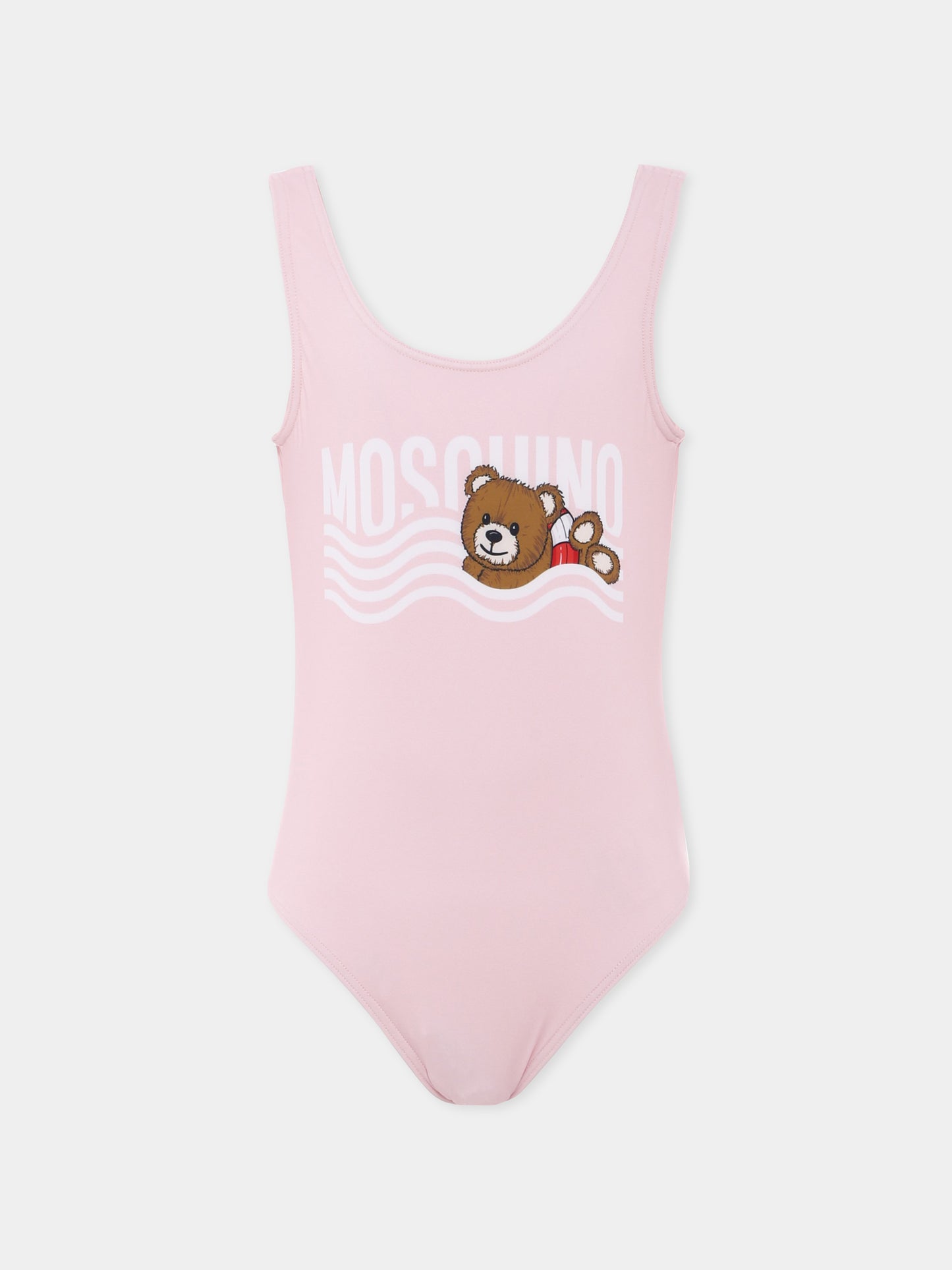 Costume intero rosa per bambina con Teddy Bear,Moschino Kids,H0L00B LKA00 50209