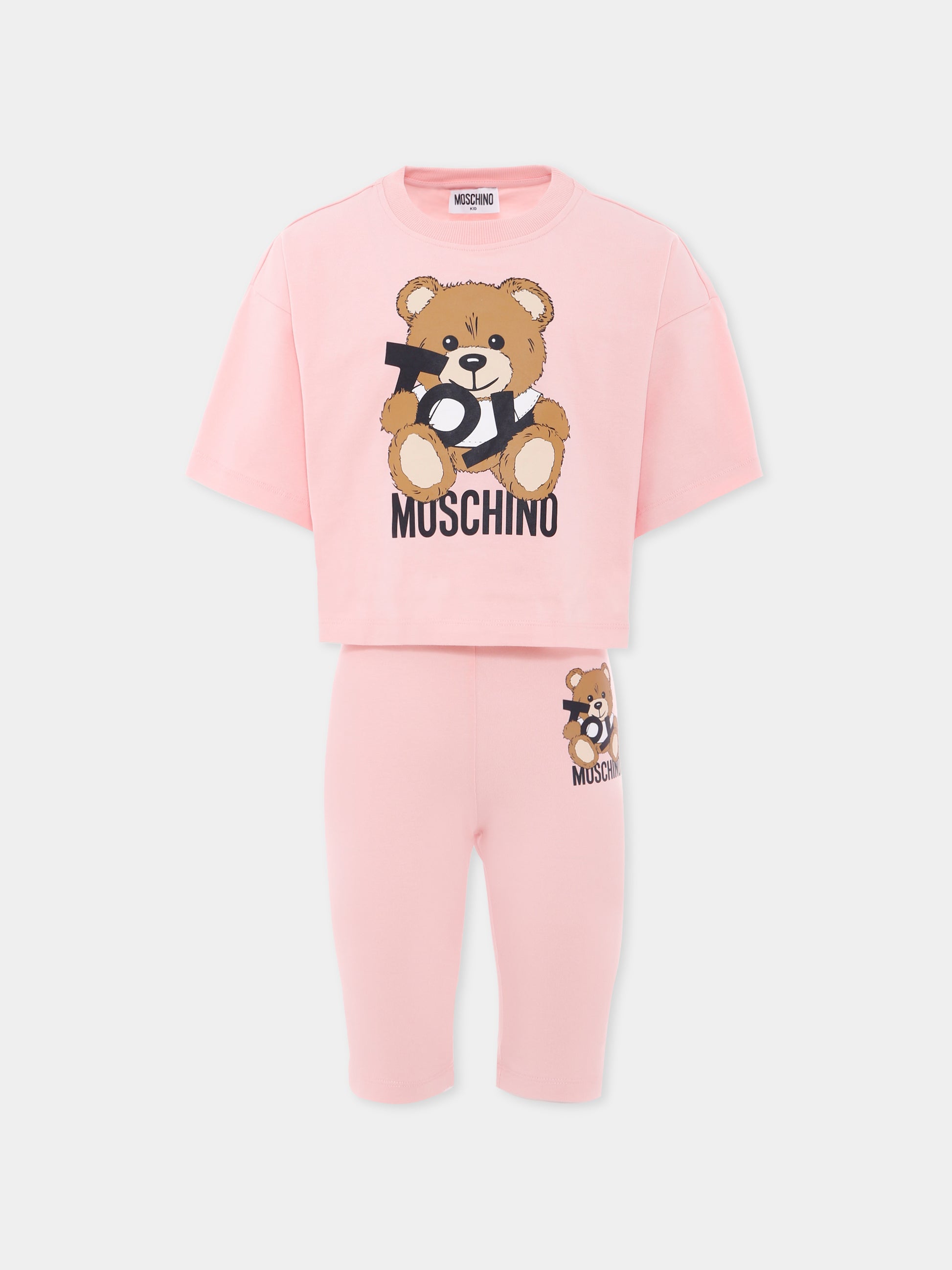 Completo rosa per bambina con Teddy Bear,Moschino Kids,HDG01H LBA00 50209
