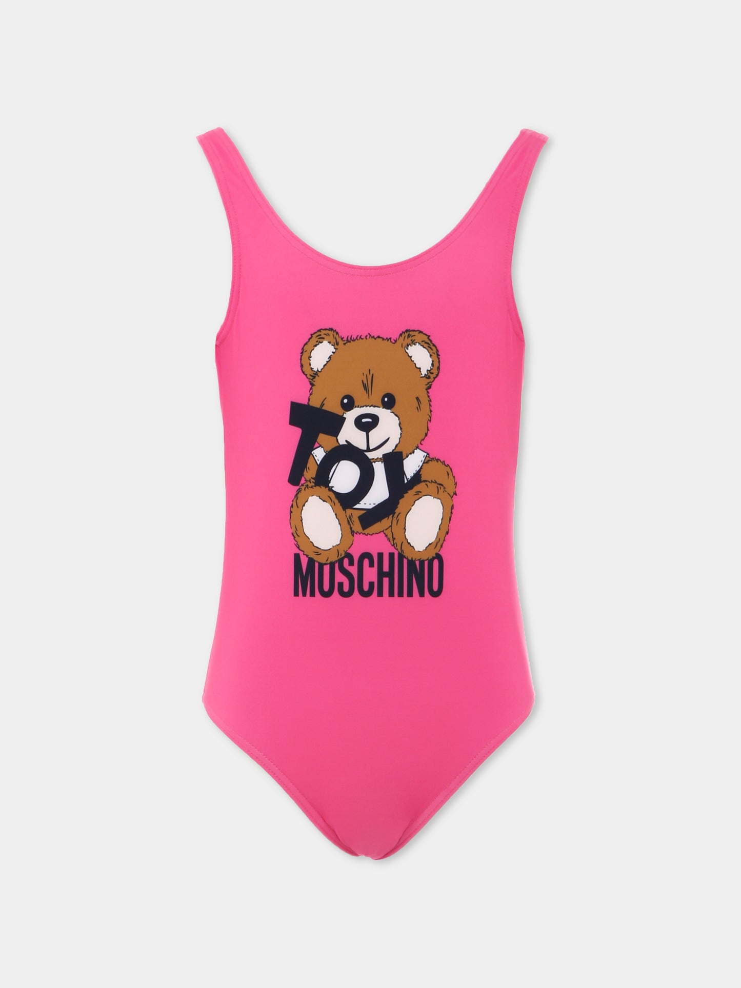 Costume intero fucsia per bambina con Teddy Bear,Moschino Kids,HJL00B LKA00 50533