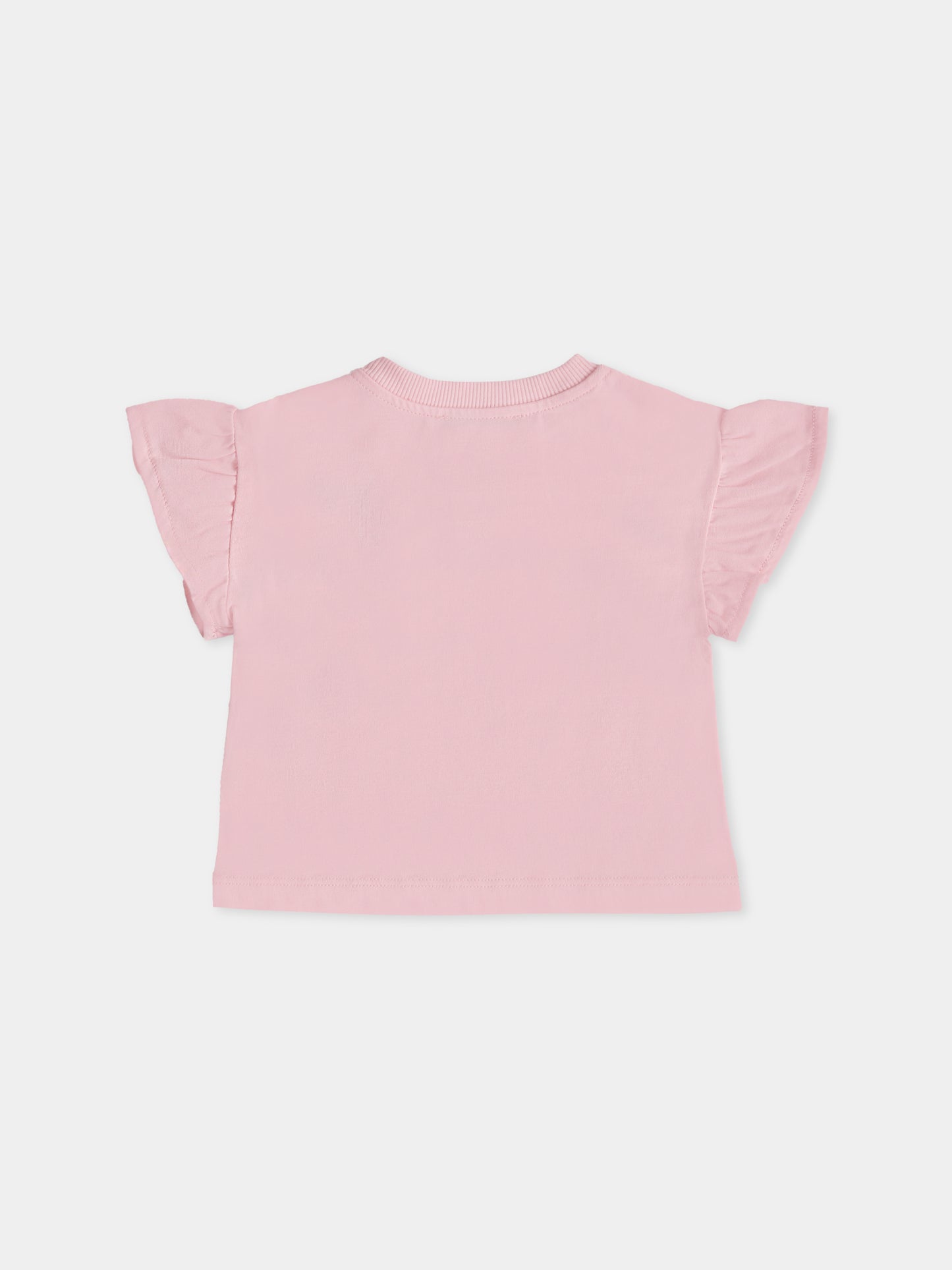 T-shirt rosa per neonata con tre Teddy Bears,Moschino Kids,MDM03I LAA03 50209