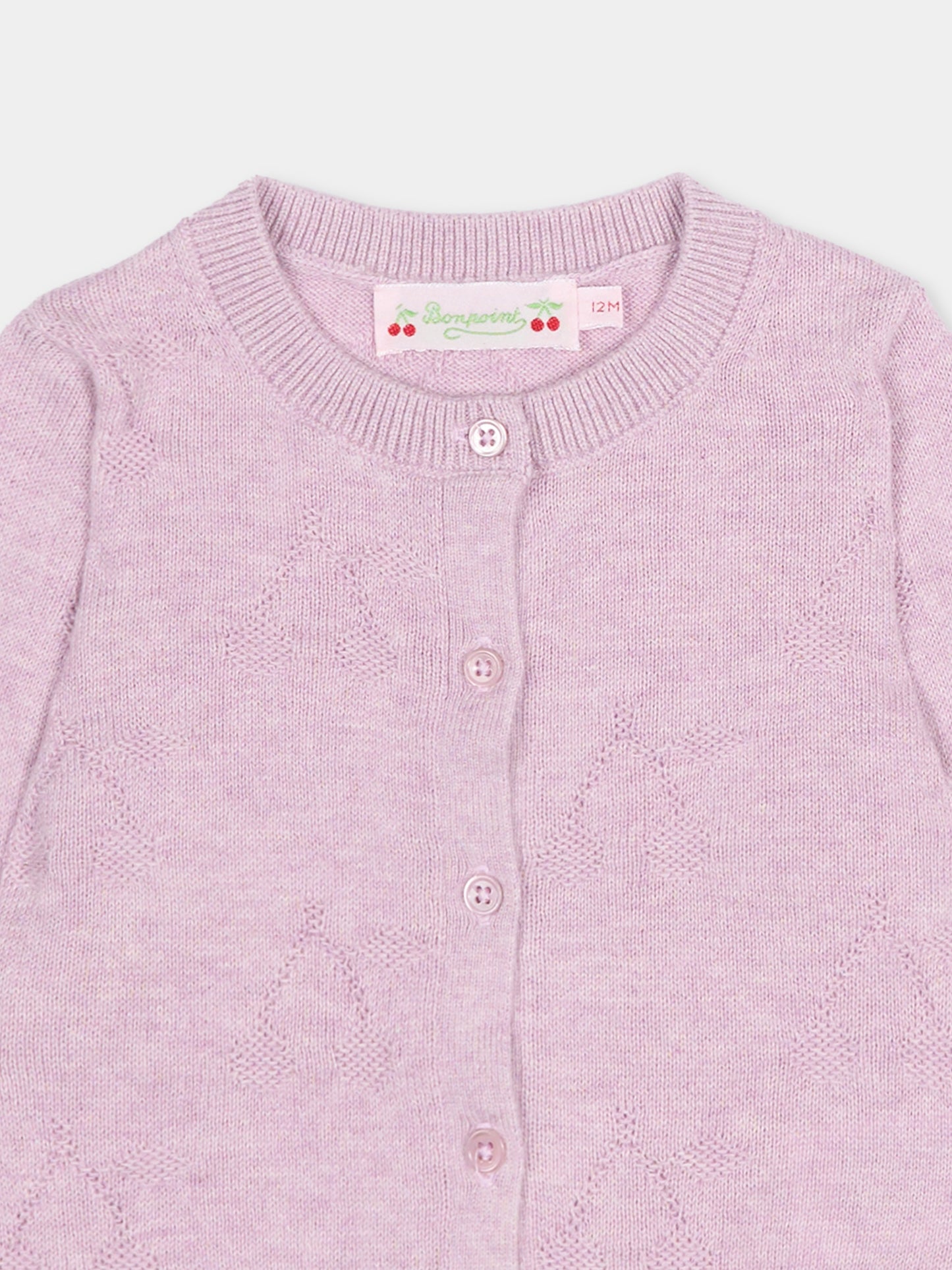 Cardigan lilla per neonata con ciliegie,Bonpoint,C06XCAK00001 057A