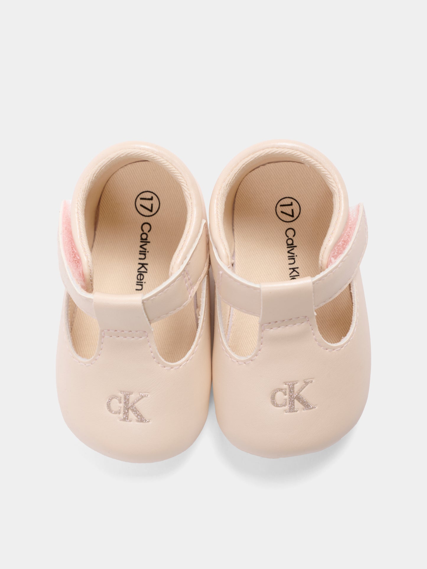 Ballerine rosa per neonata con logo in lurex,Calvin Klein Kids,V0A3 83200 1904302
