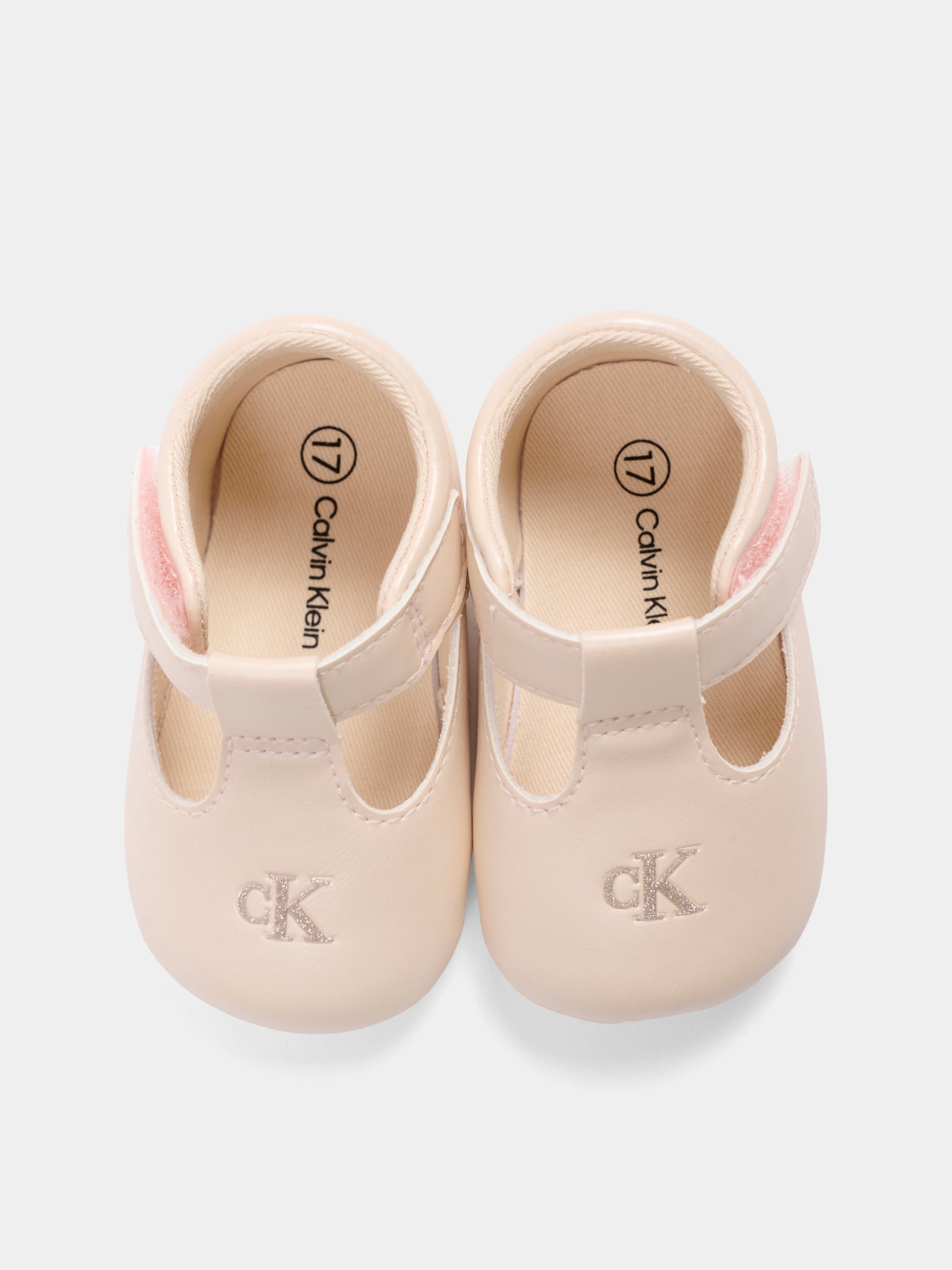 Ballerine rosa per neonata con logo in lurex,Calvin Klein Kids,V0A3 83200 1904302