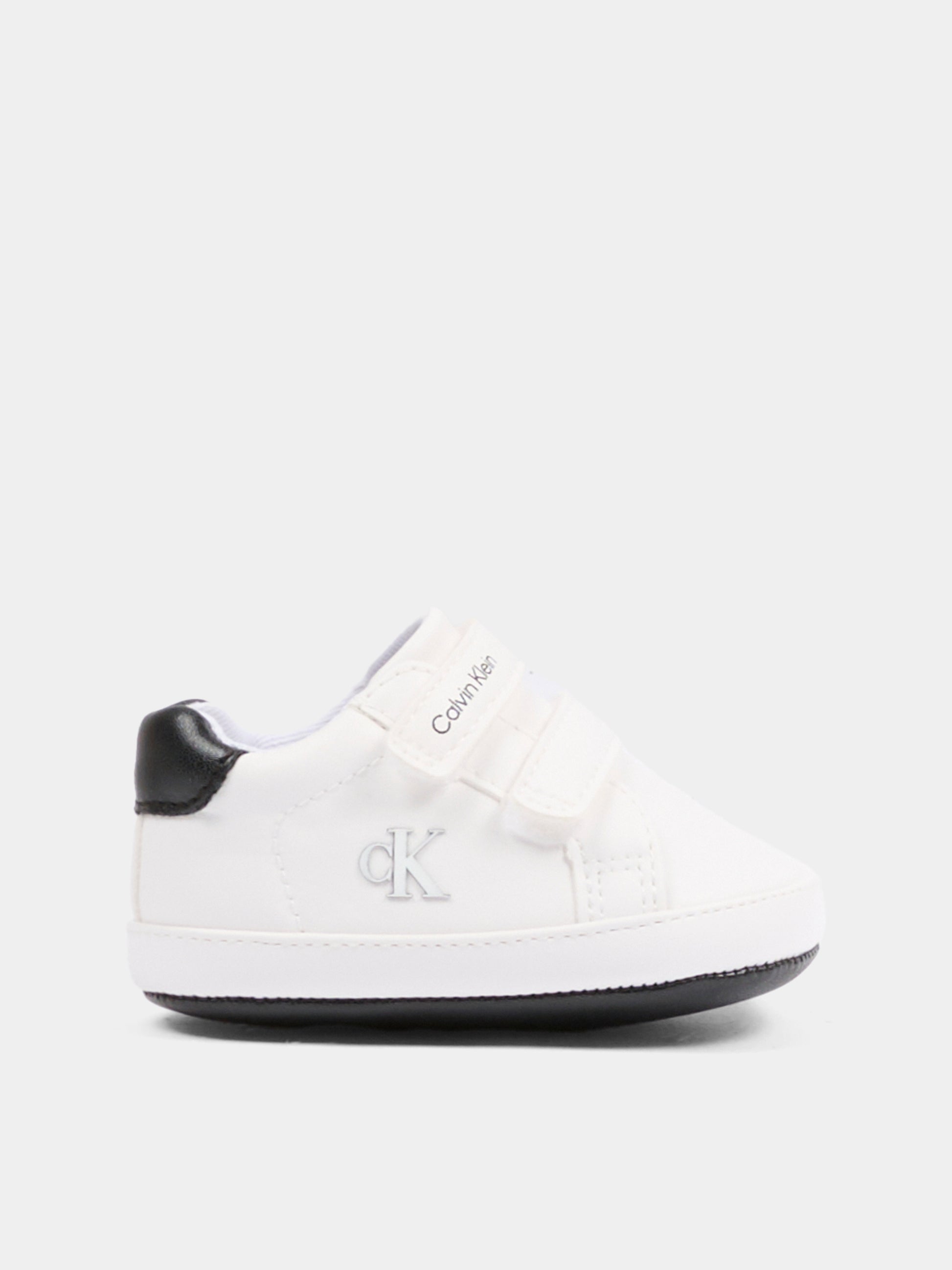 Sneakers bianche per neonato con logo,Calvin Klein Kids,V0B9 83273 1582X002