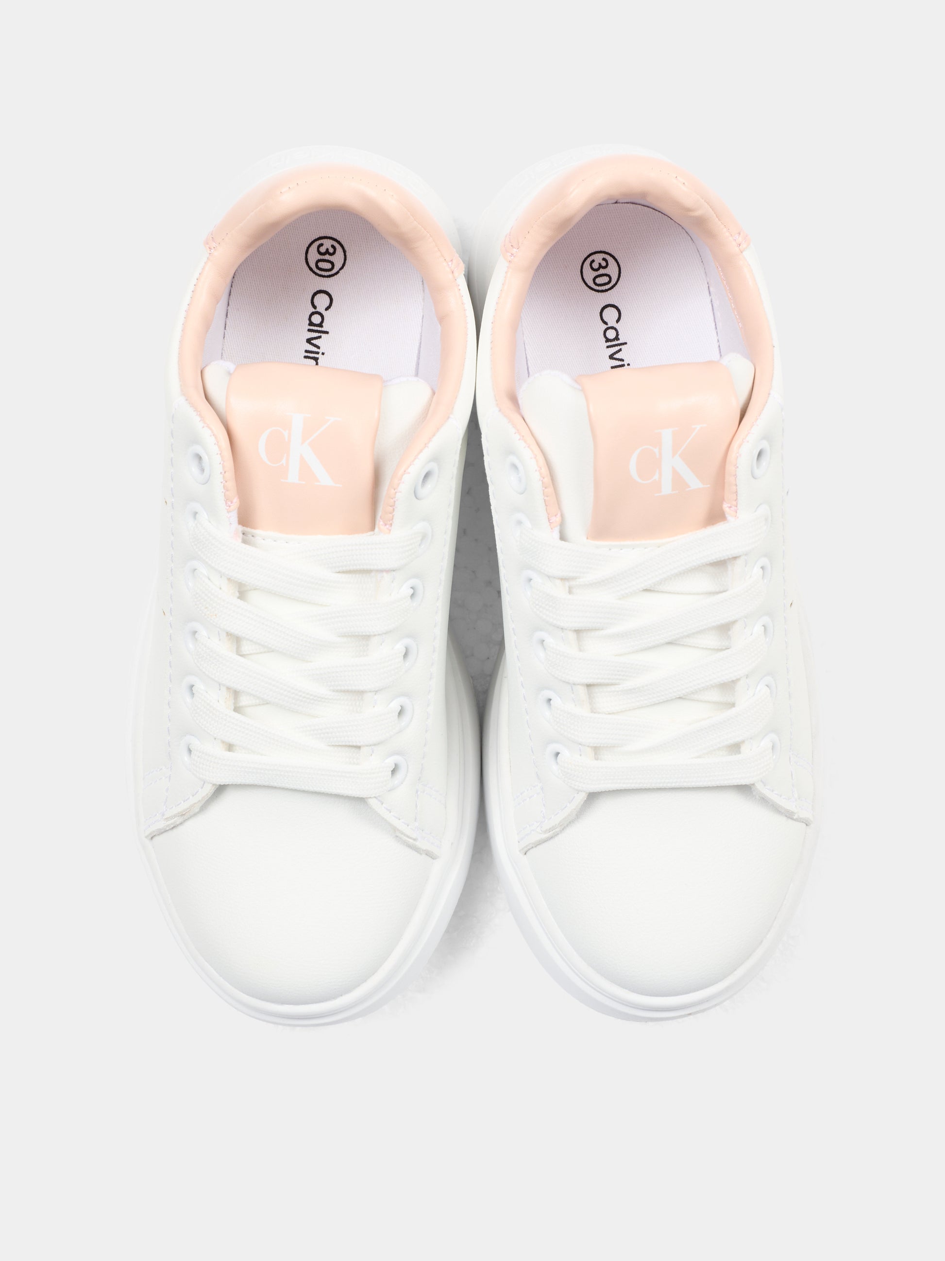 Sneakers bianche per bambina con dettaglio rosa,Calvin Klein Kids,V3A9 83221 1355A953