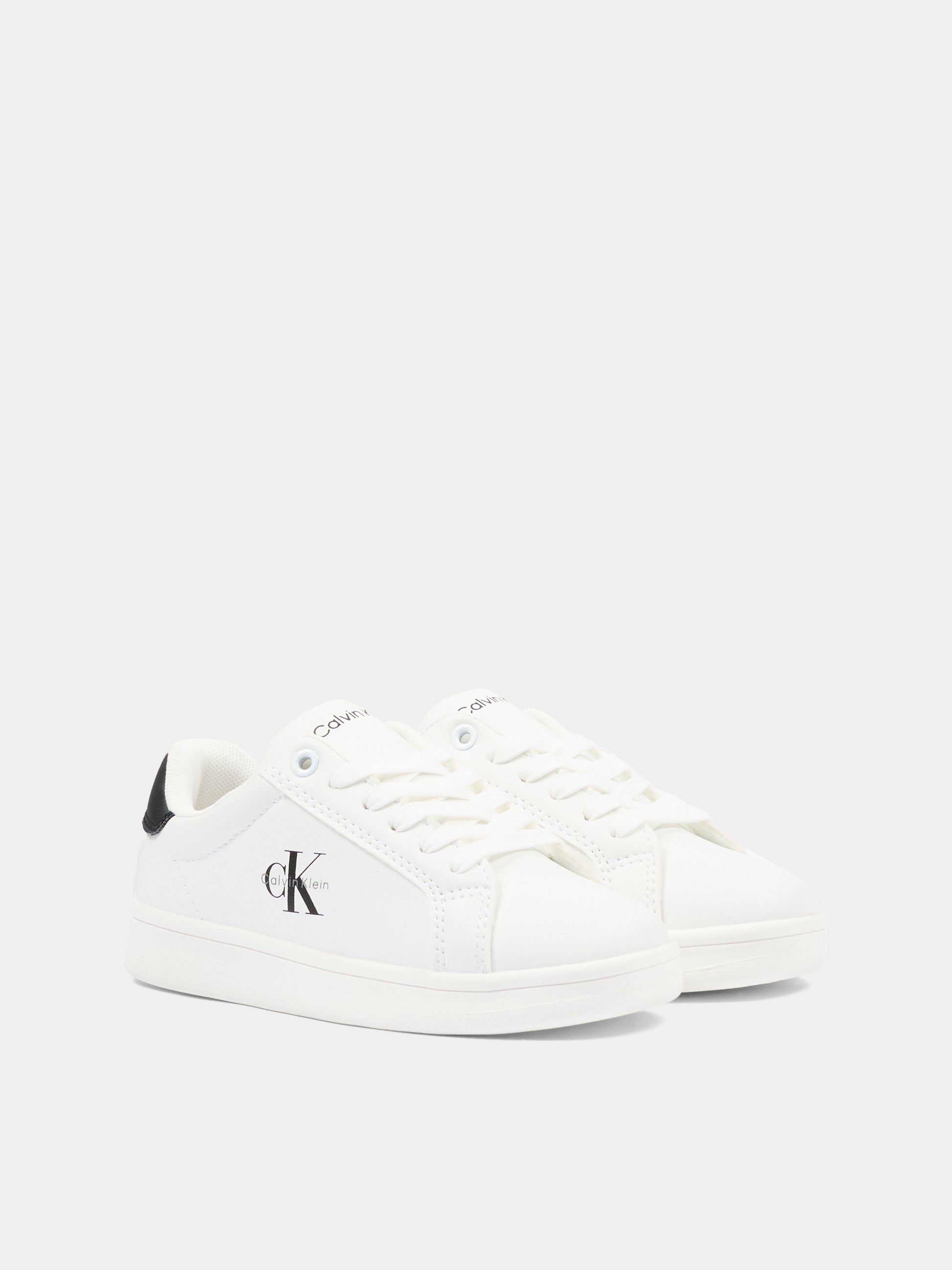 Sneakers bianche per bambino con logo nero,Calvin Klein Kids,V3X9 83284 1355X002