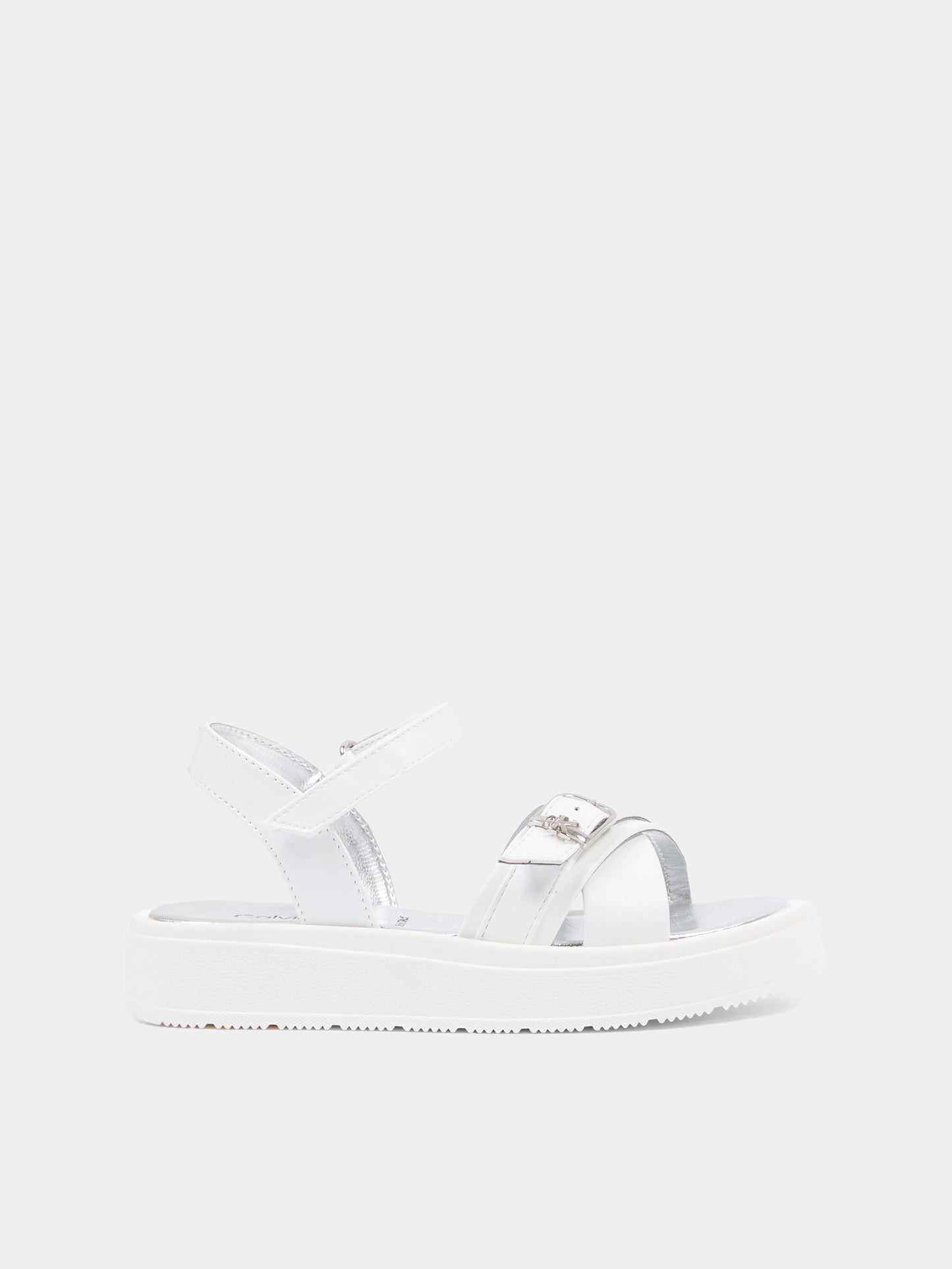 Sandali bianchi per bambina con logo,Calvin Klein Kids,V4A2 83260 0326100
