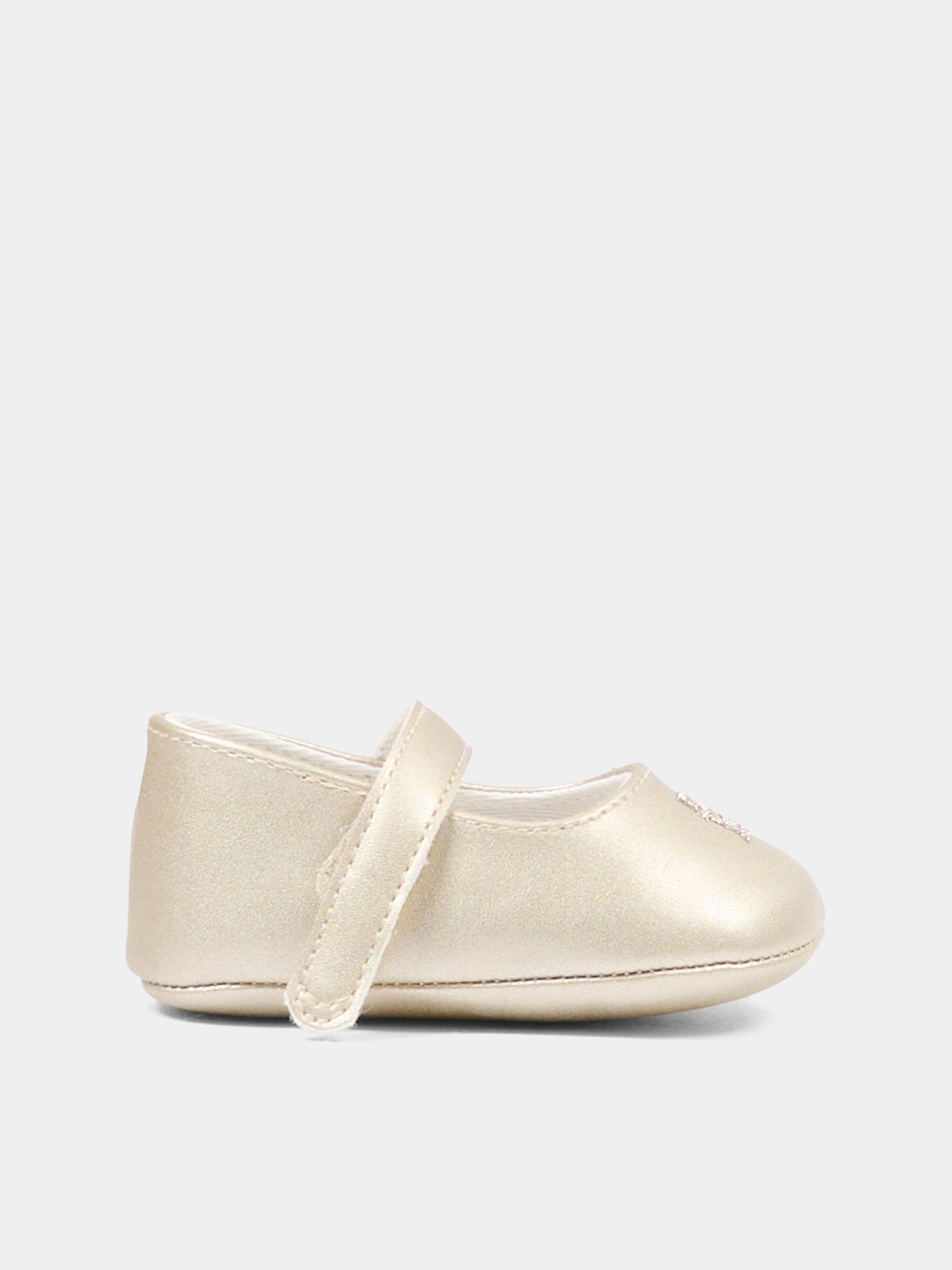Ballerine oro per neonata con logo,Tommy Hilfiger Junior,T0A3 34220 0995514