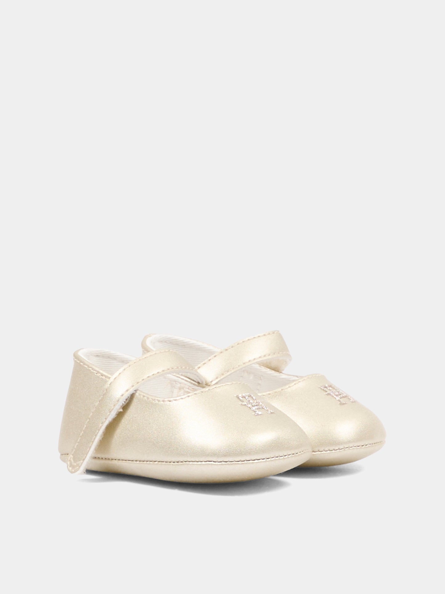 Ballerine oro per neonata con logo,Tommy Hilfiger Junior,T0A3 34220 0995514