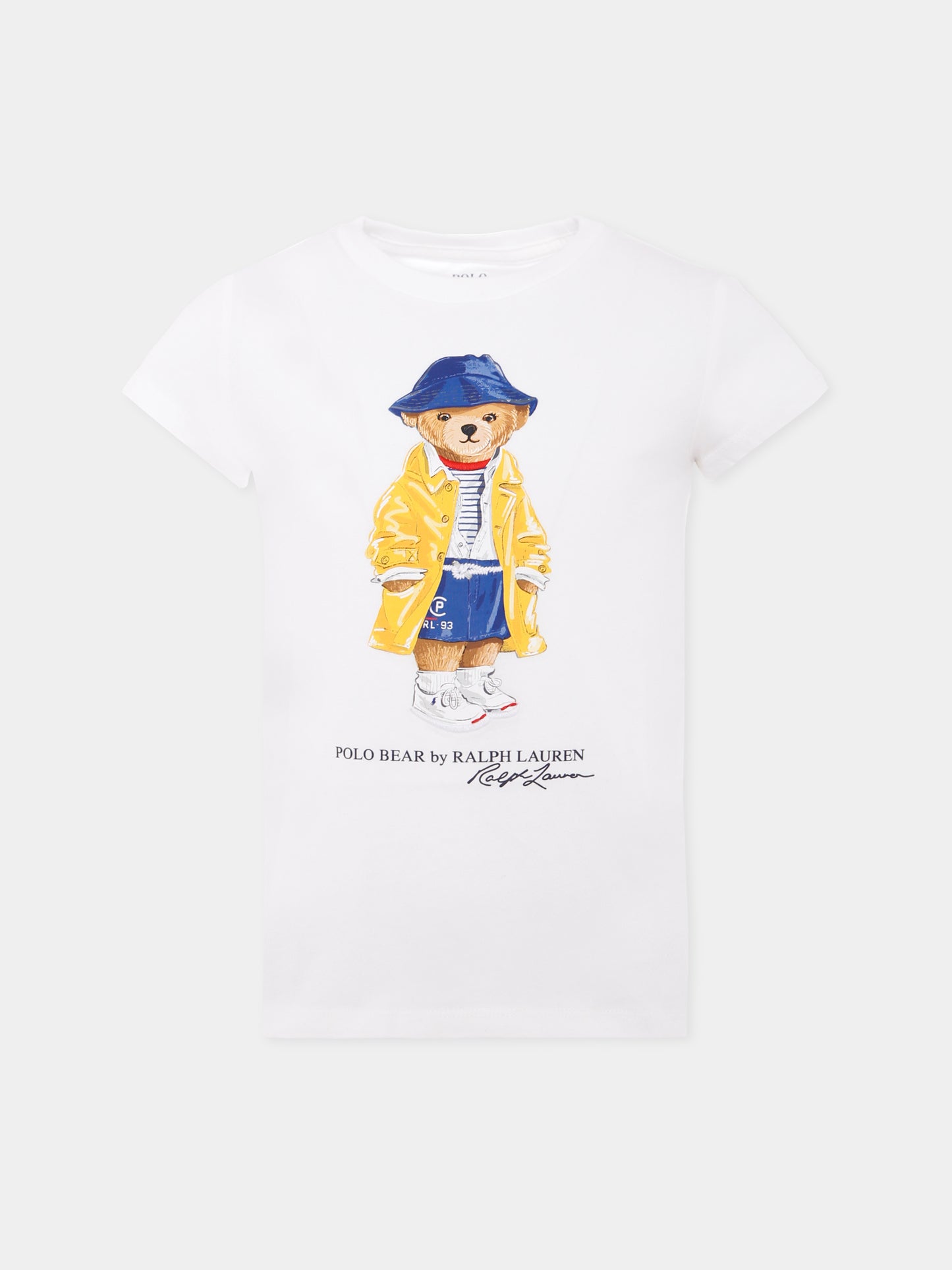 T-shirt bianca per bambina con Polo Bear,Ralph Lauren Kids,957377001
