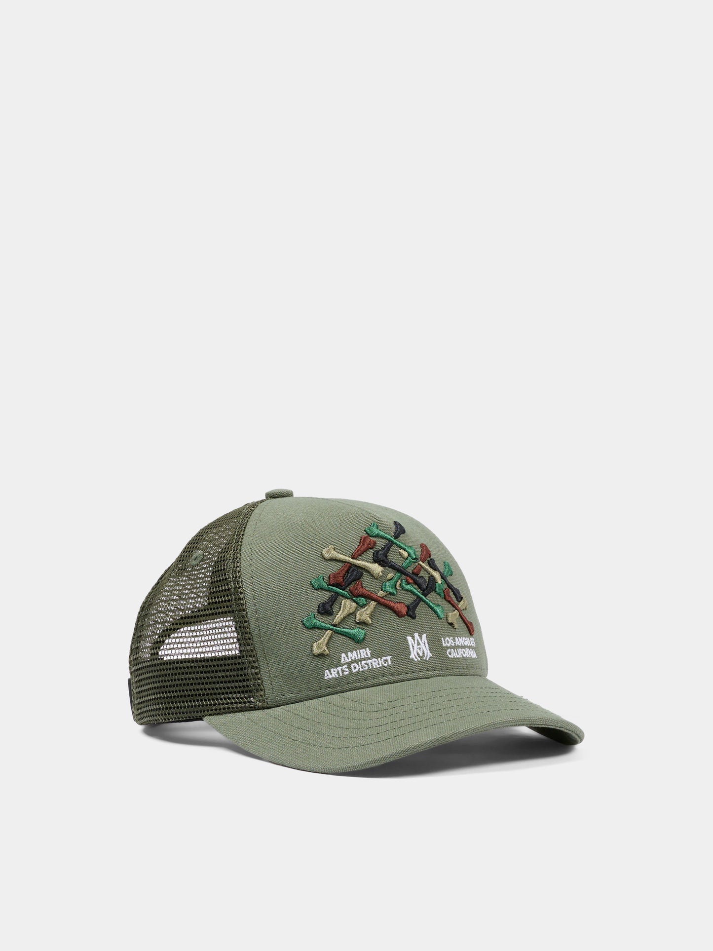 Cappello con visiera verde per bambini con ricamo,Amiri,ACSAHE1001 DARK SAGE