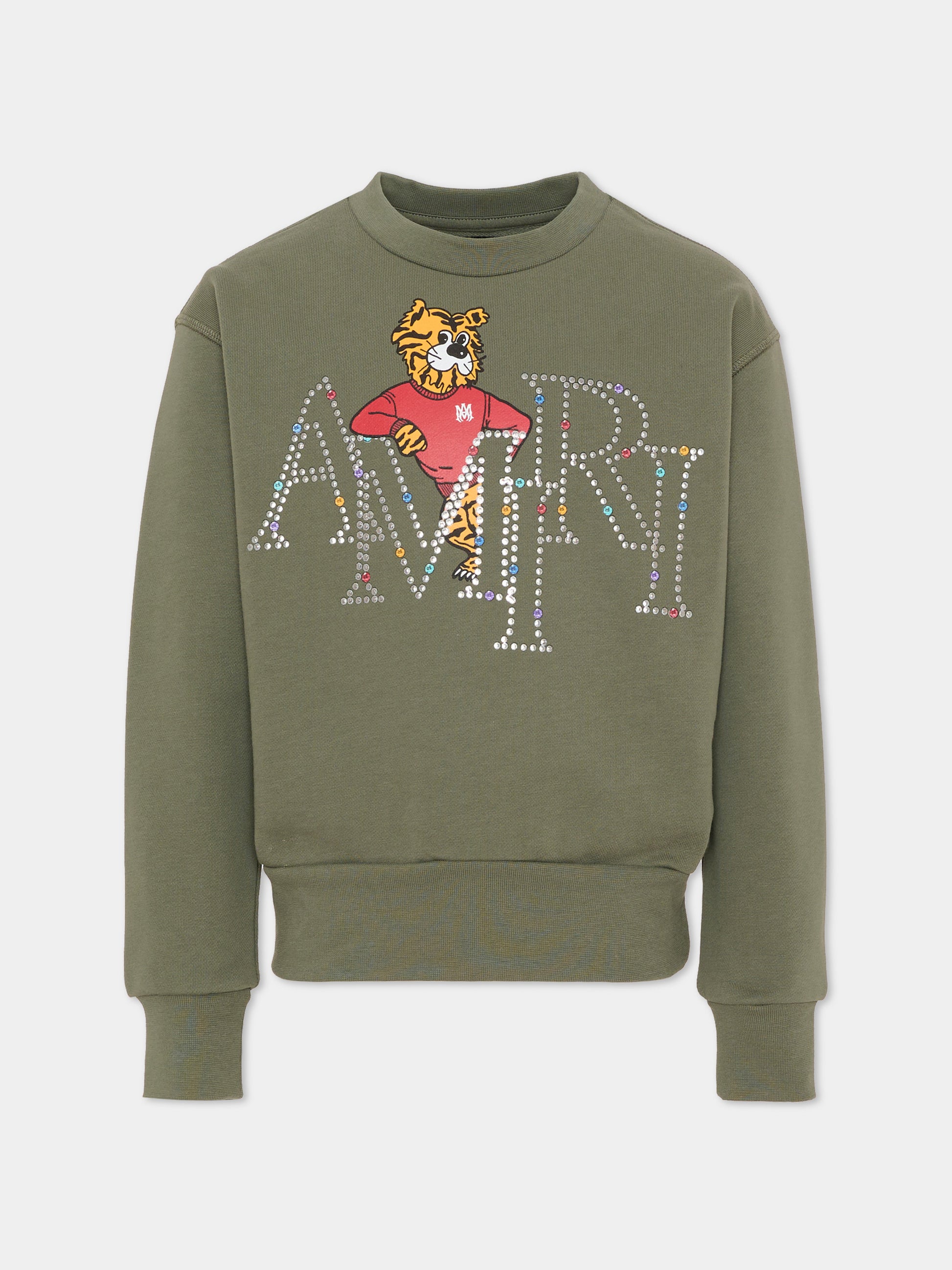 Felpa verde per bambini con logo,Amiri,ACTOJR1003 DARK SAGE