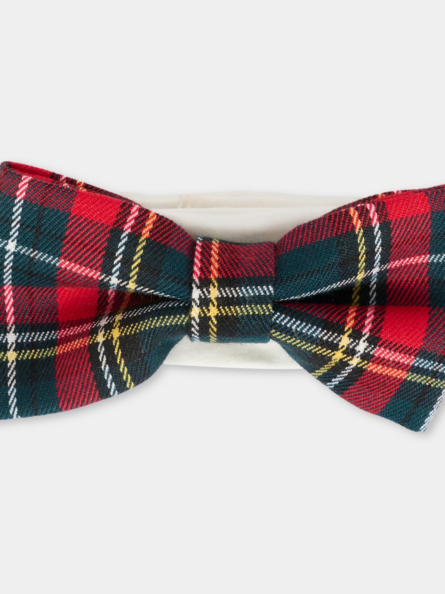 Fascia bianca per neonata con fiocco verde e rosso,La Stupenderia,1ABFA04Z15