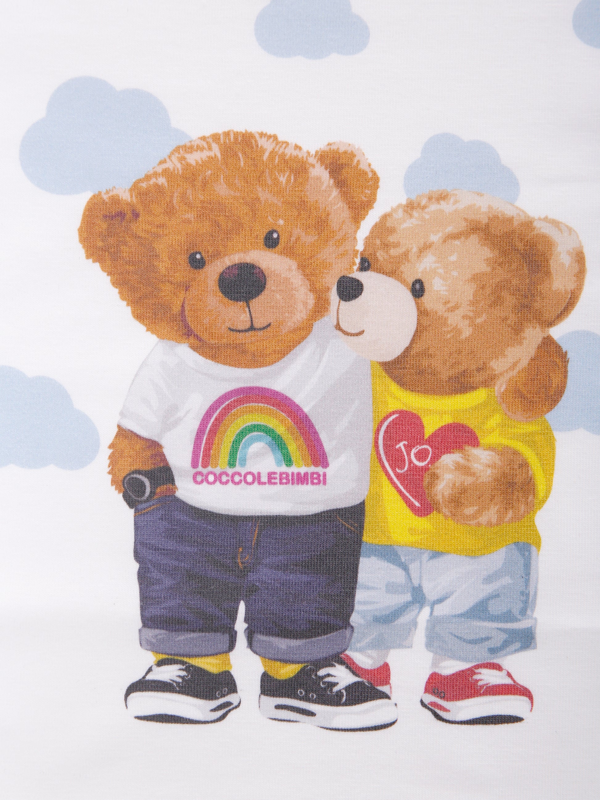 T-shirt bianca per neonati con nuvole e orsi,J.o. Milano X Coccolebimbi,676A2 - B